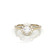 18K Yellow Gold Round Natural Diamond Ring