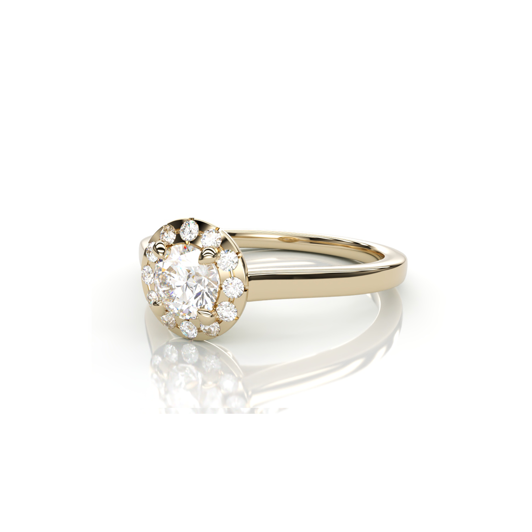 18K Yellow Gold Round Natural Diamond Ring