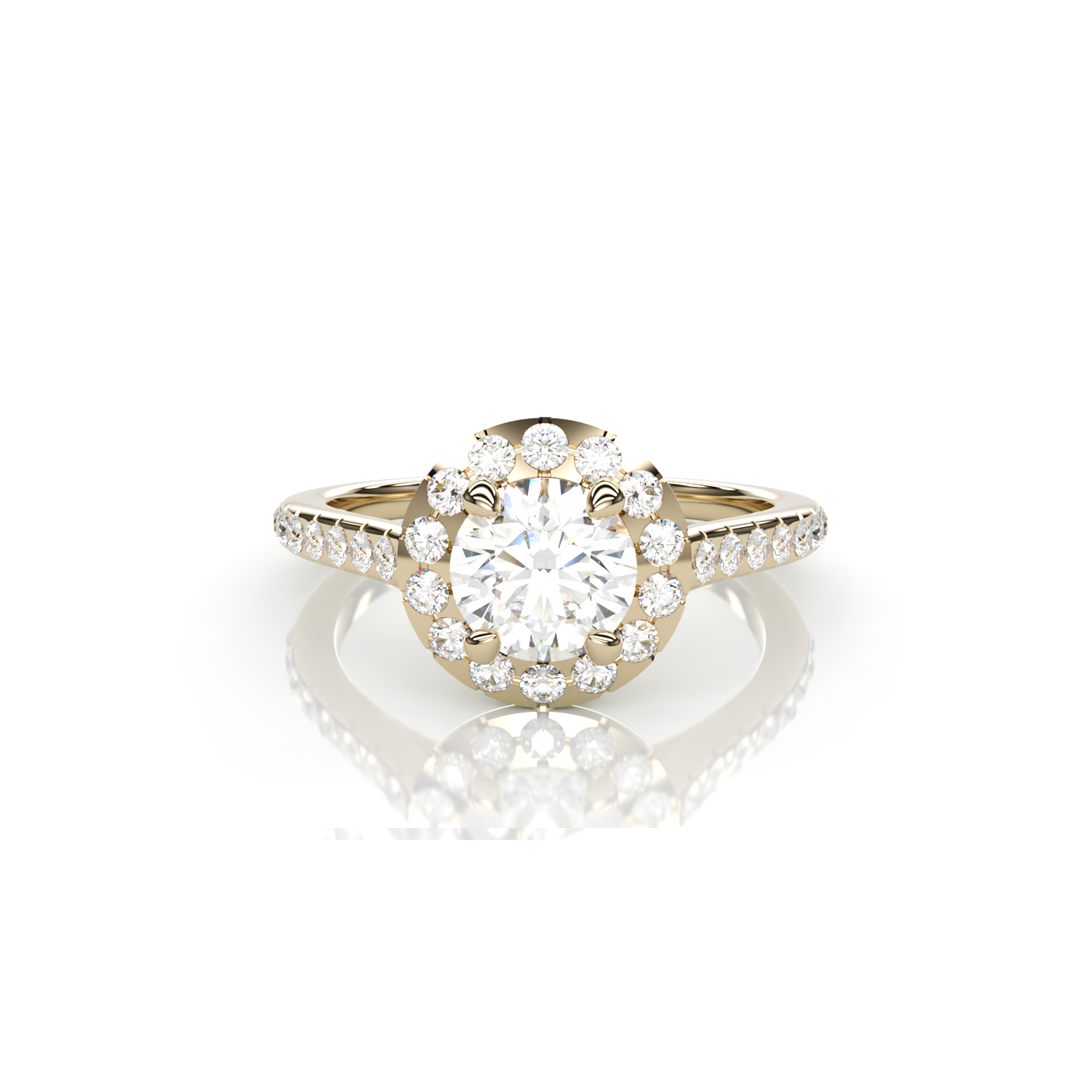 18K Yellow Gold Round Natural Diamond Ring