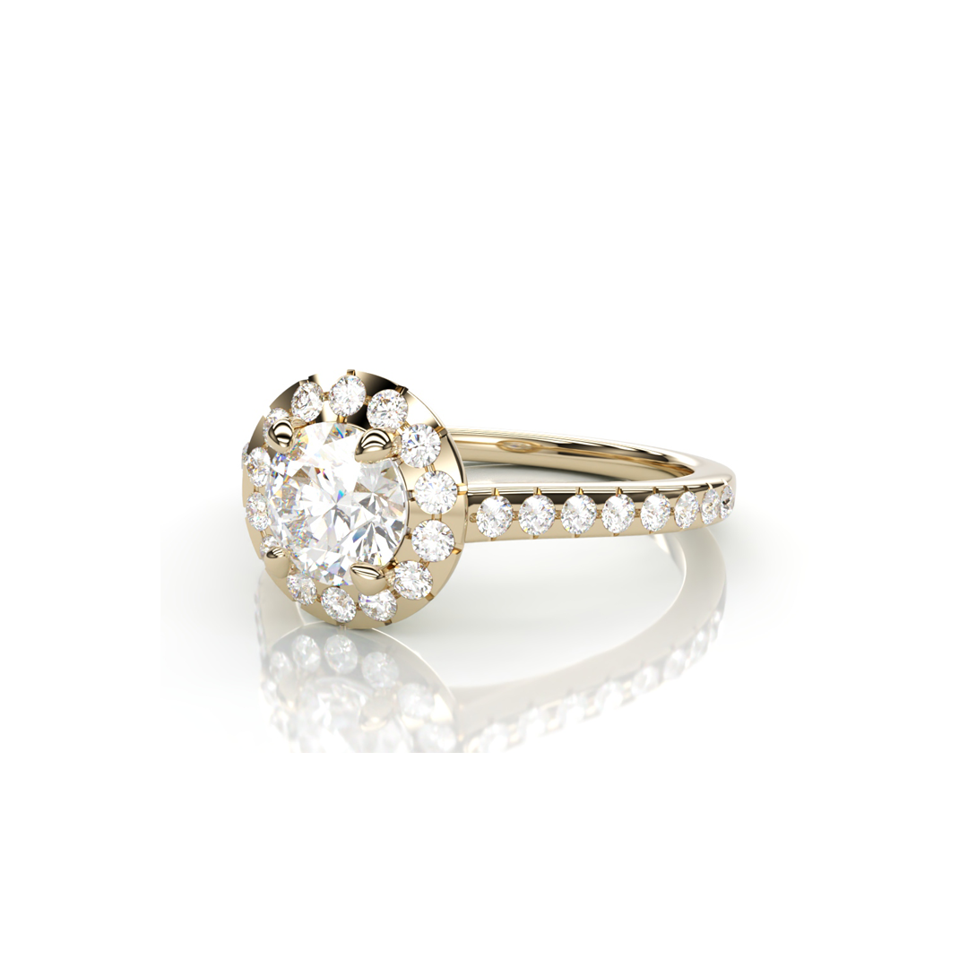 18K Yellow Gold Round Natural Diamond Ring