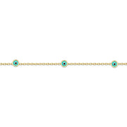14Κ Gold Bracelet with 3 light Blue Evil Eyes