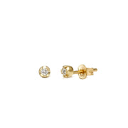 14K Gold Stud Earrings with a single tiny Diamond