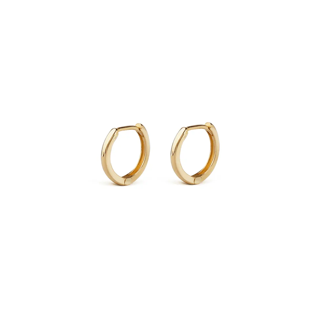 14K Gold small round hoops