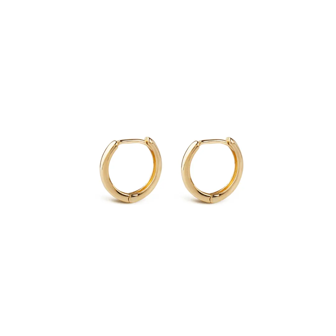 14K Gold small round hoops