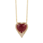 14K Gold Heart-shaped Strawberry Necklace with Brown Diamonds
