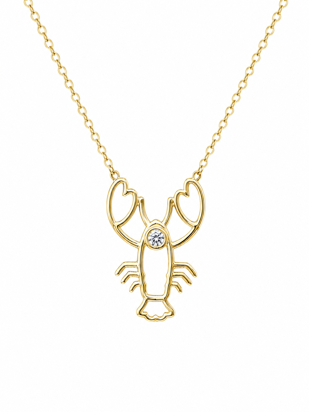 14K Gold Mer-Mades Heart Claw Lobster Necklace
