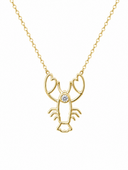 14K Gold Mer-Mades Heart Claw Lobster Necklace