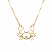 14K Gold Mer-Mades Heart Claw Crab Necklace