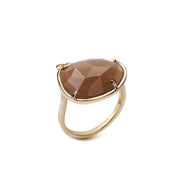 Lunar Veil – 14K Gold Ring with Moonstone & Diamond