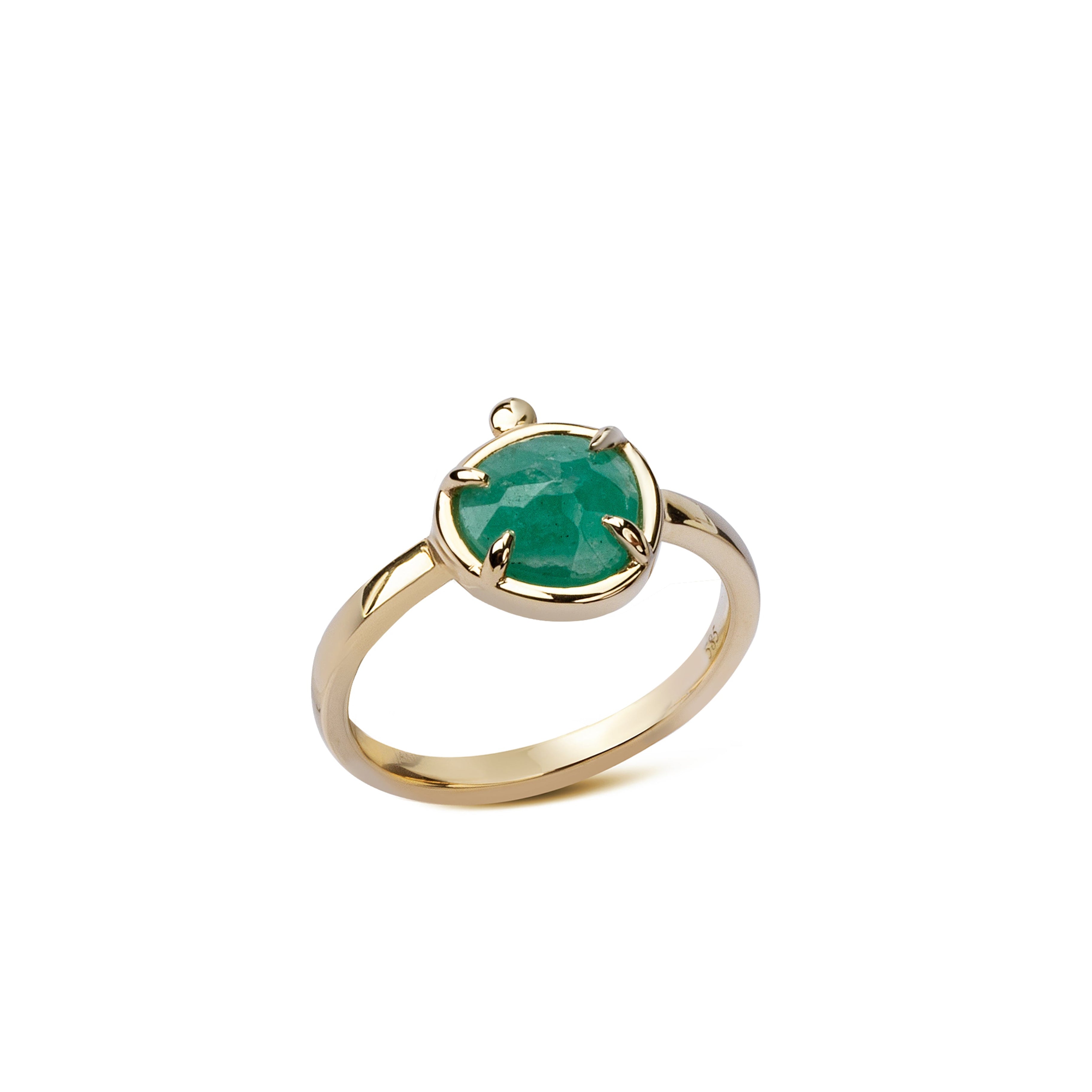 Emerald Horizon – 14K Gold Ring with Emerald & Diamond