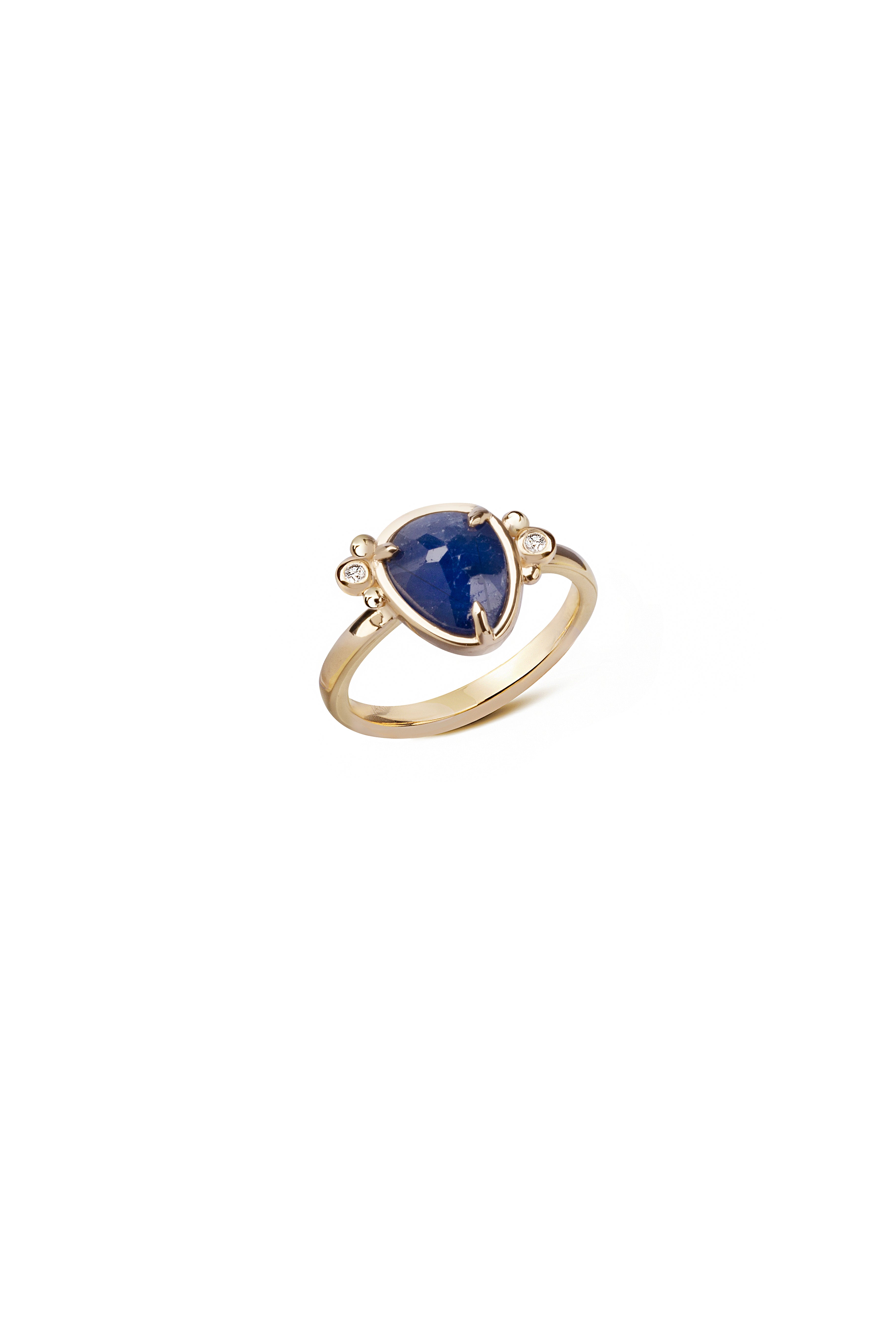 Midnight Vow – 14K Gold Ring with Sapphire & Diamonds