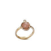 Celestial Song–  14K Gold Ring with Moonstone & Diamond