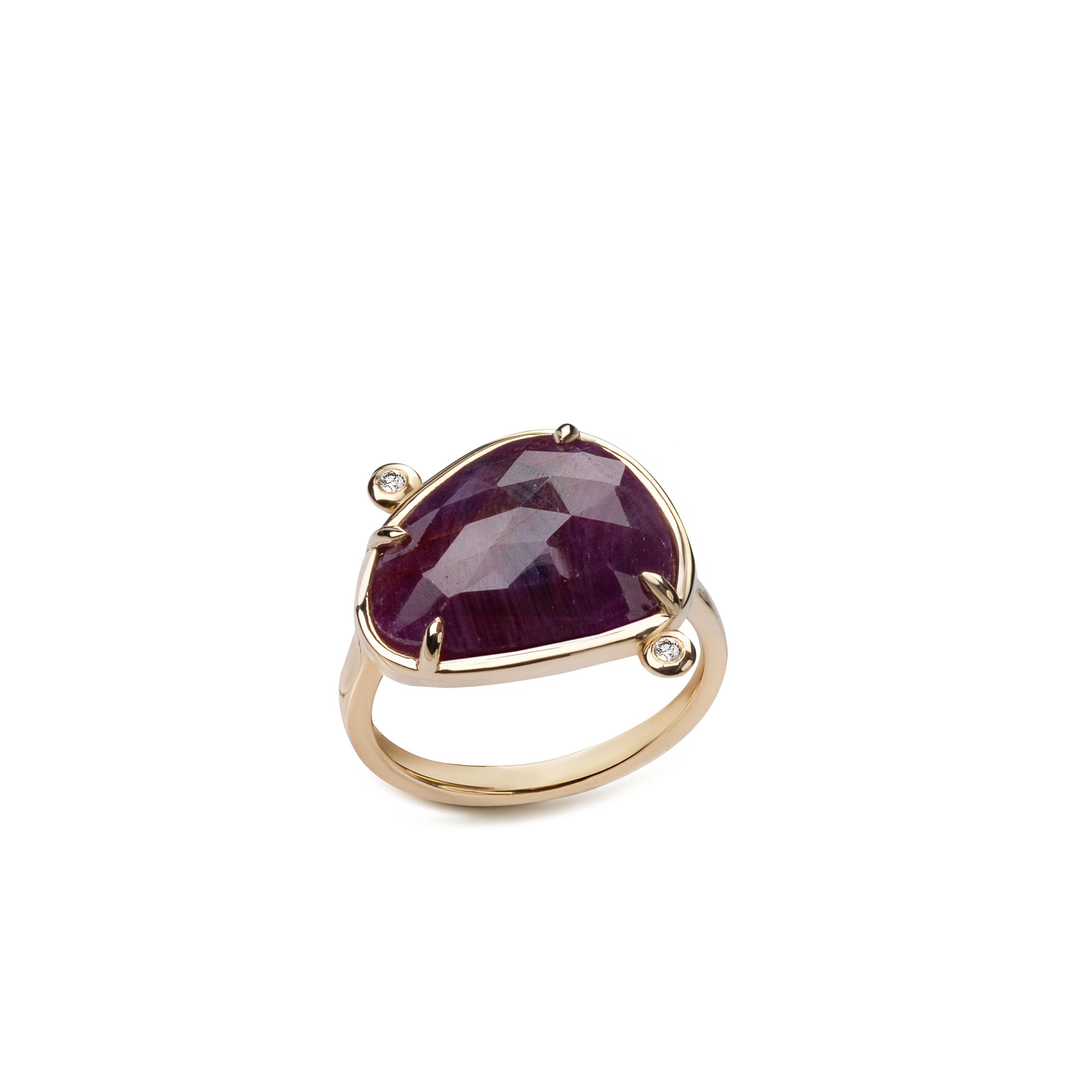 Red Velvet Kiss– 14K Gold Ring with Ruby & Diamonds