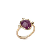 Scarlet Bloom – 14K Gold Ring with Ruby & Diamonds
