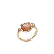 Soft Eclipse– 14K Gold Ring with Moonstone & Diamonds