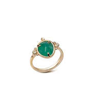 Spring Bloom – 14K Gold Ring with Emerald & Diamonds