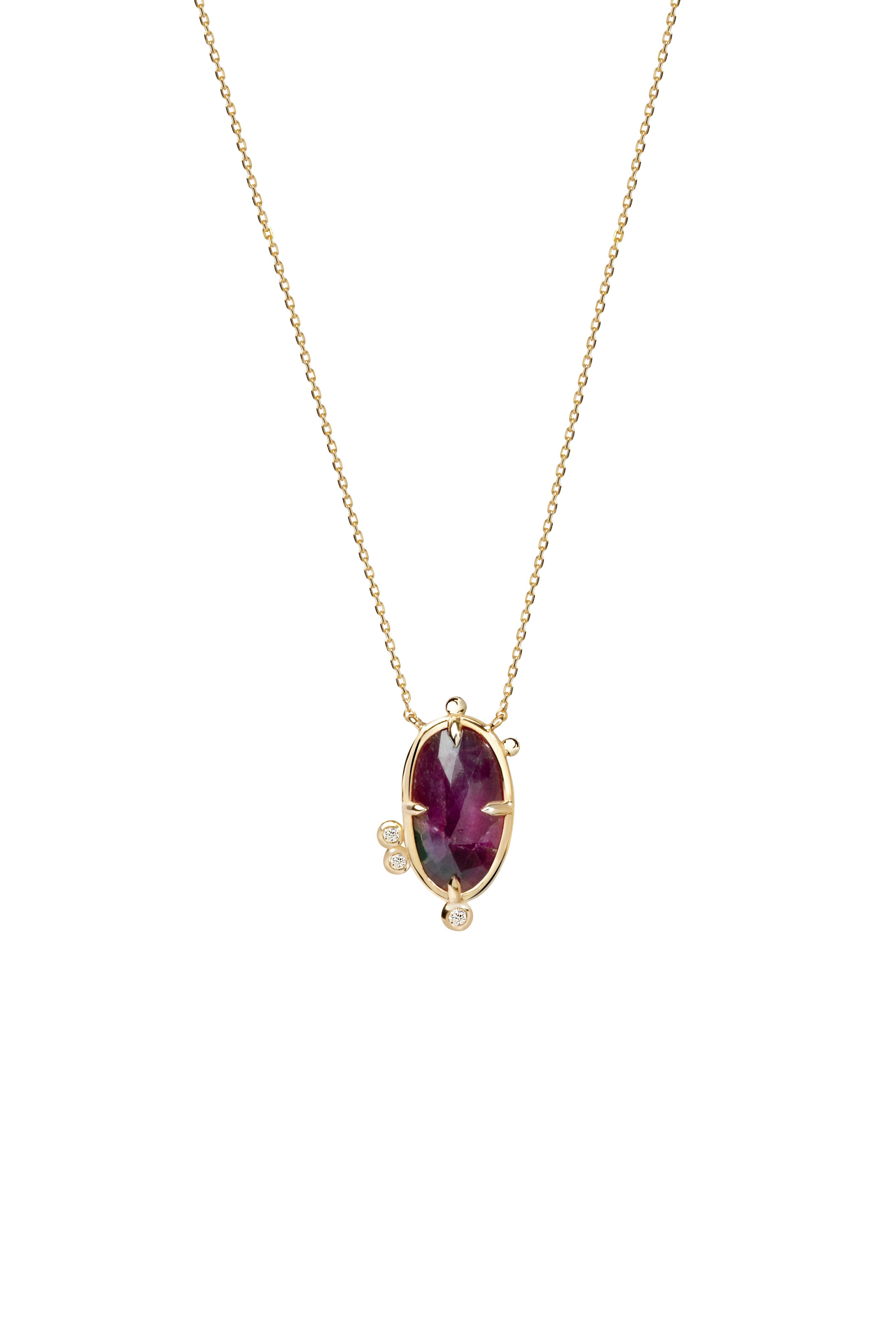 Velvet Flame - Ruby Gold Necklace with Diamonds