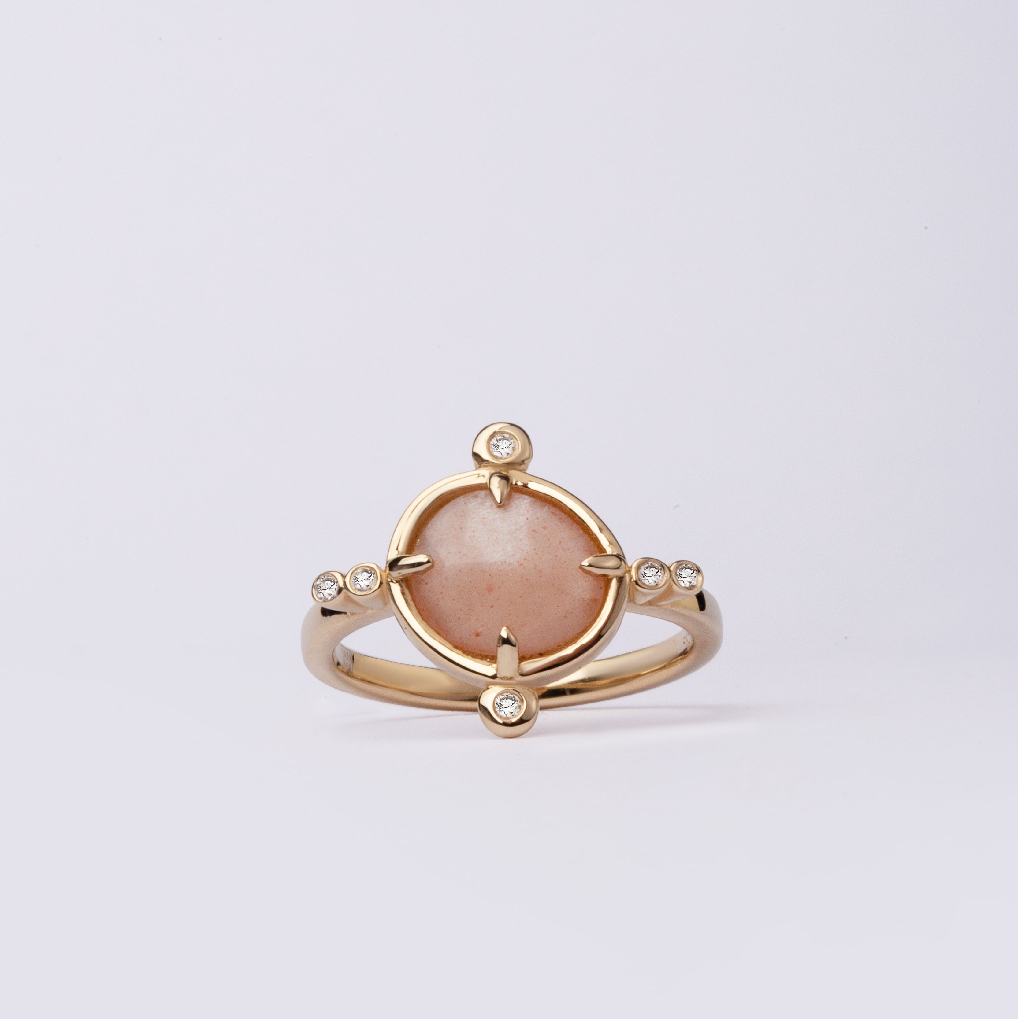 Moon Glow Promise – 14K Gold Ring with Moonstone & Diamonds