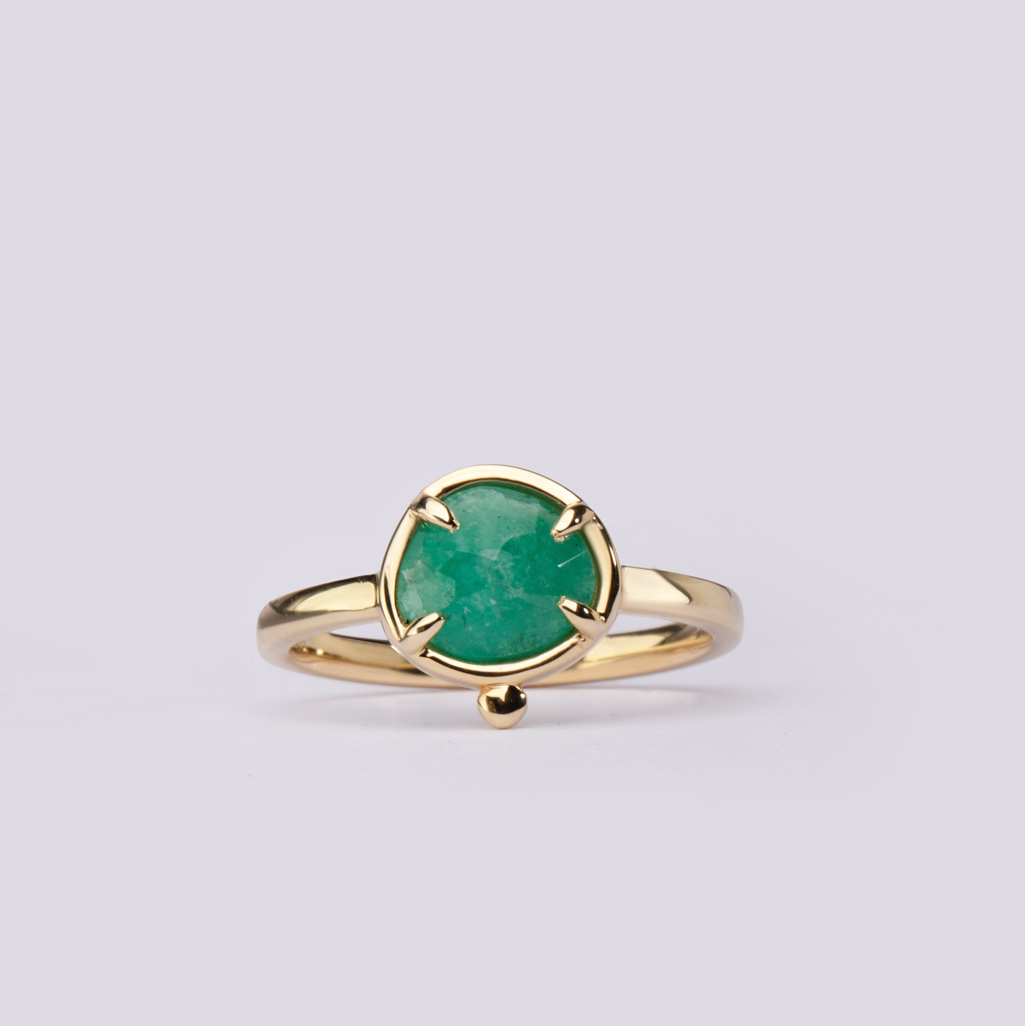 Emerald Horizon – 14K Gold Ring with Emerald & Diamond
