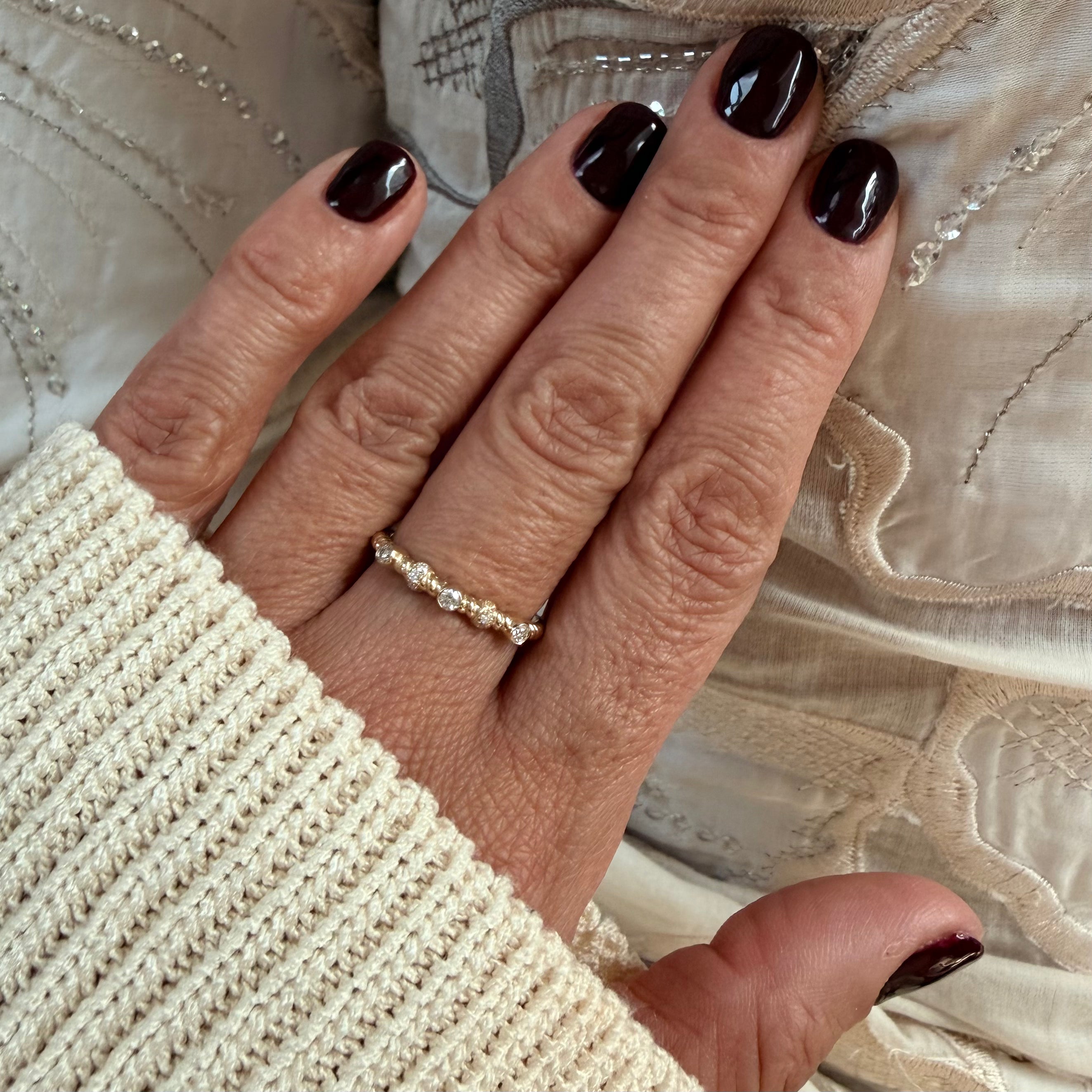 14K Gold Twisted Band Diamond Ring
