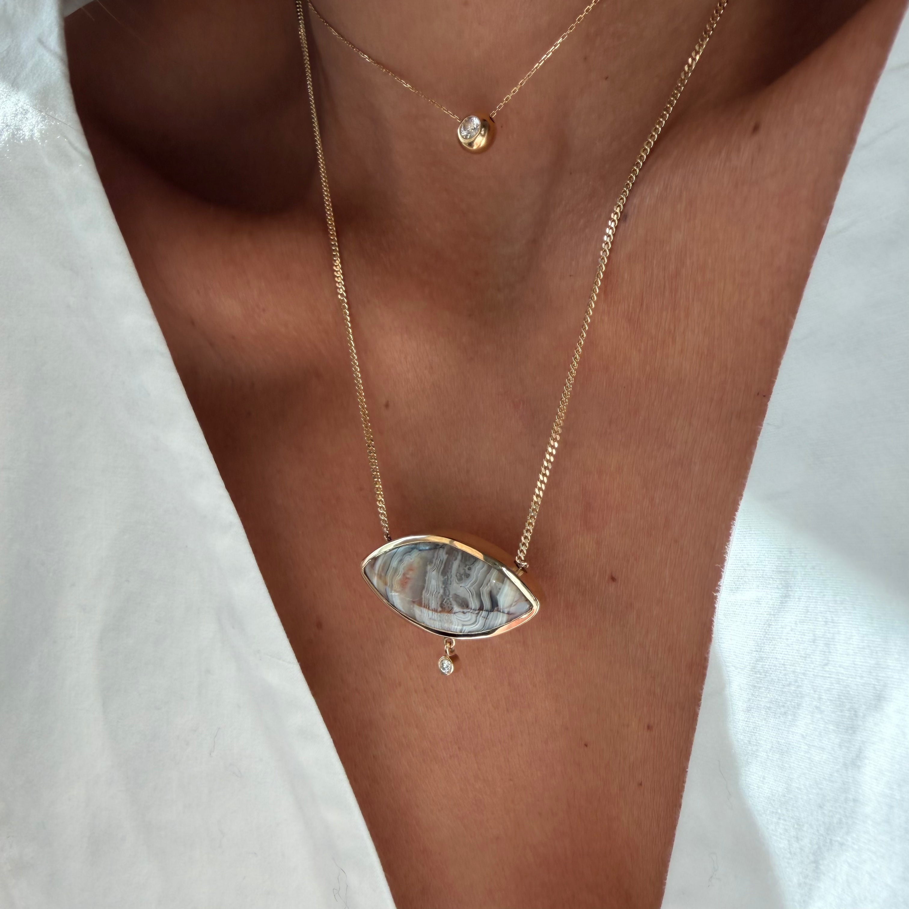 Eye of Nature — Lace Agate & Diamond Necklace