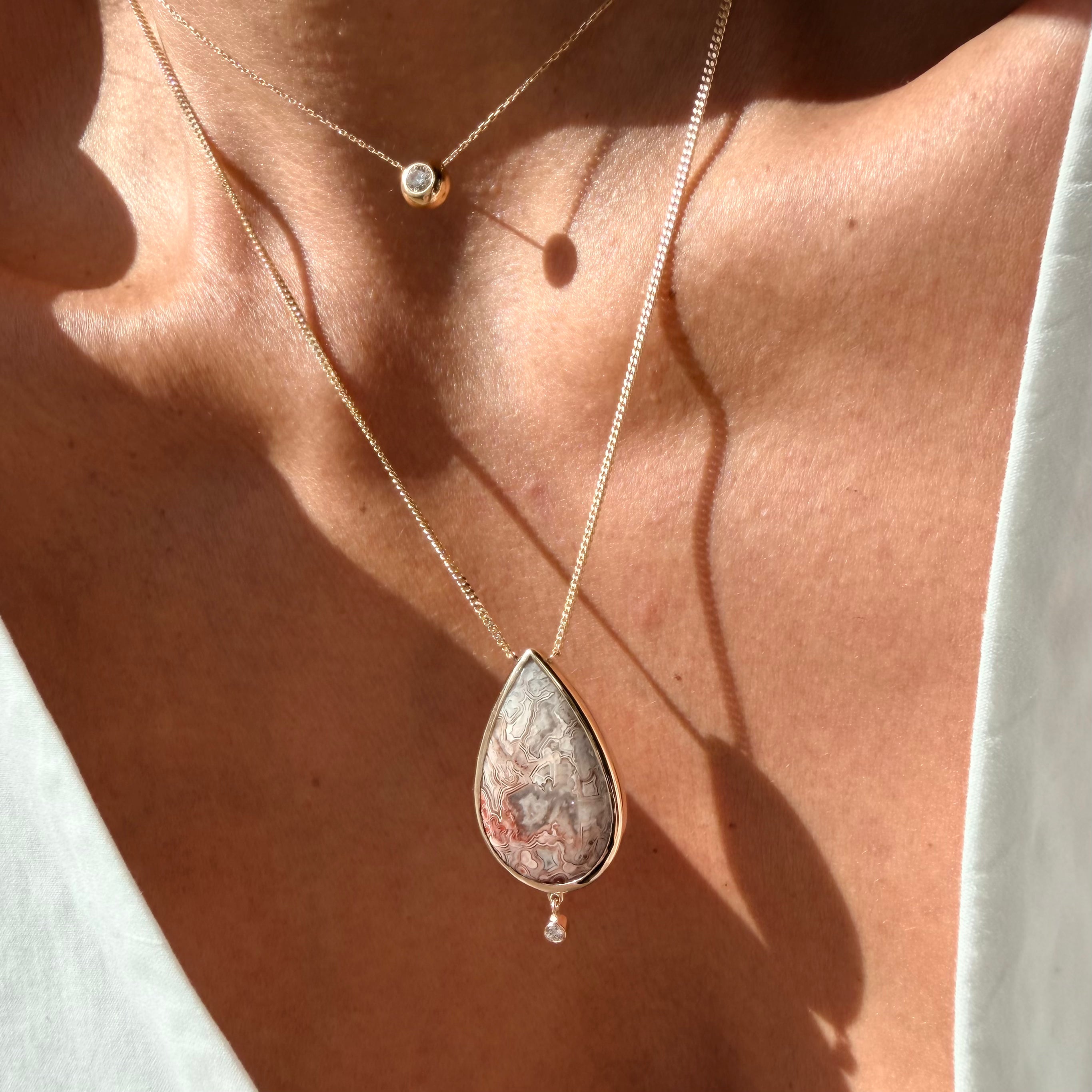 Hidden Heart — Lace Agate & Diamond Necklace