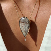 Cloud Form — Lace Agate & Diamond Necklace
