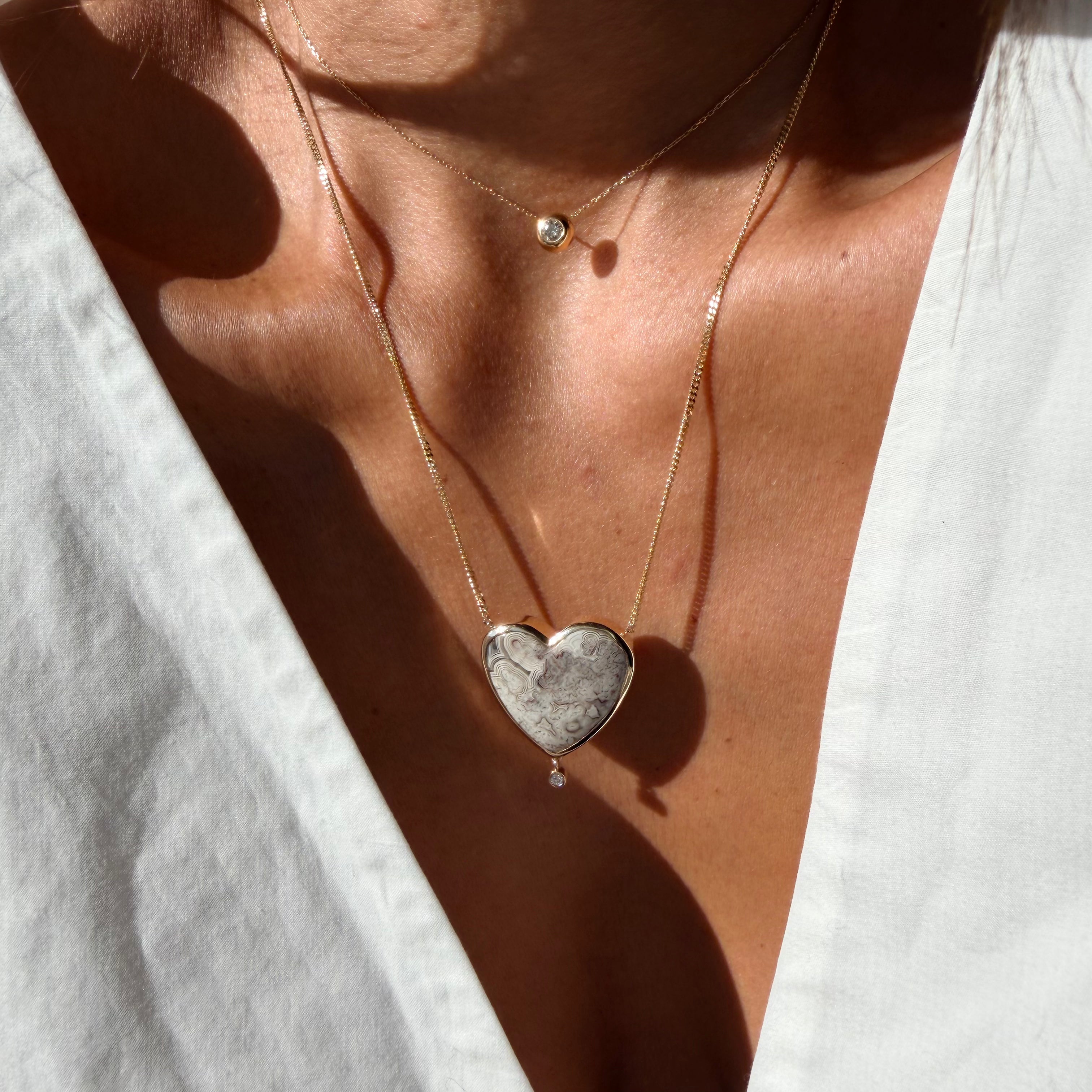 Tender Heart — Lace Agate & Diamond Necklace