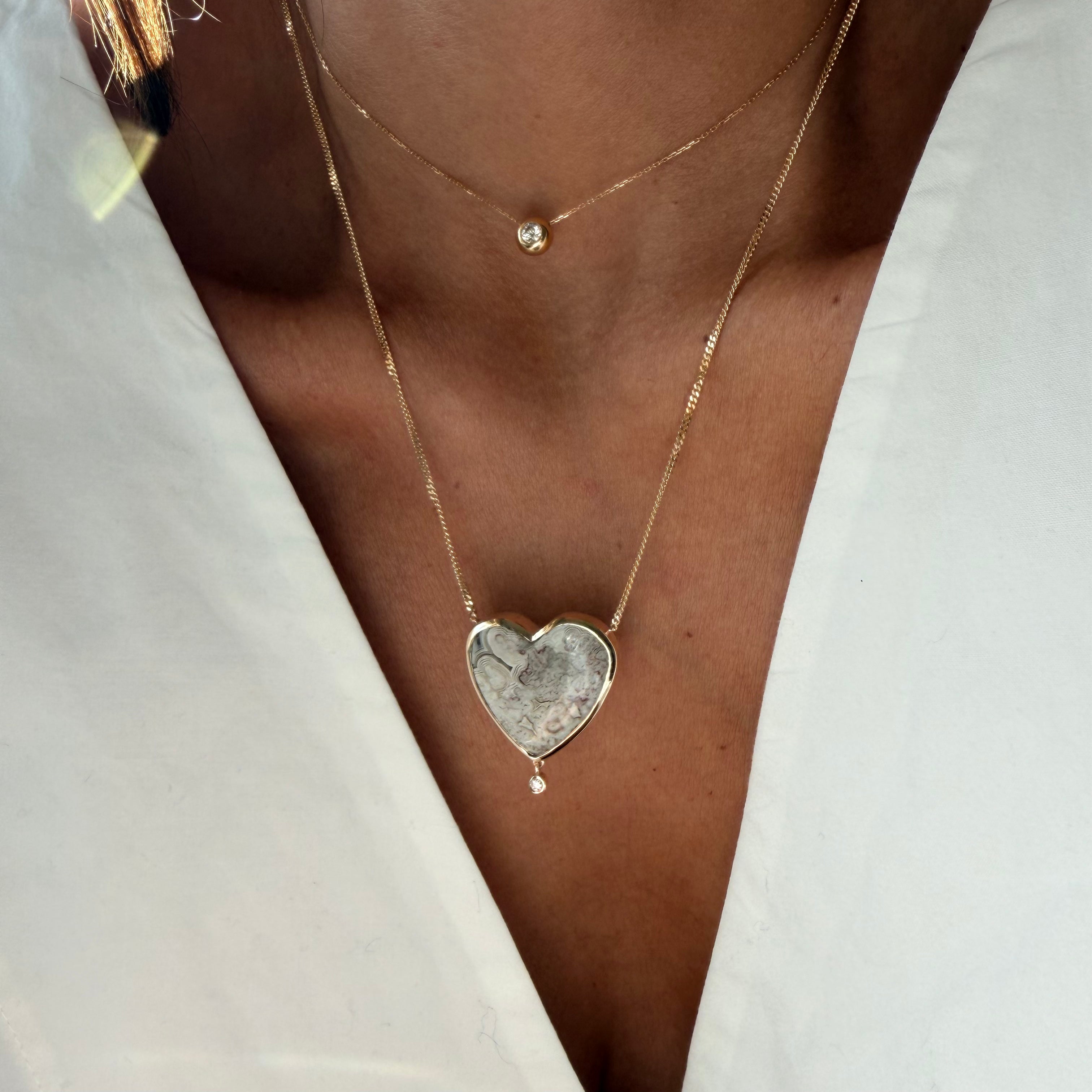 Tender Heart — Lace Agate & Diamond Necklace
