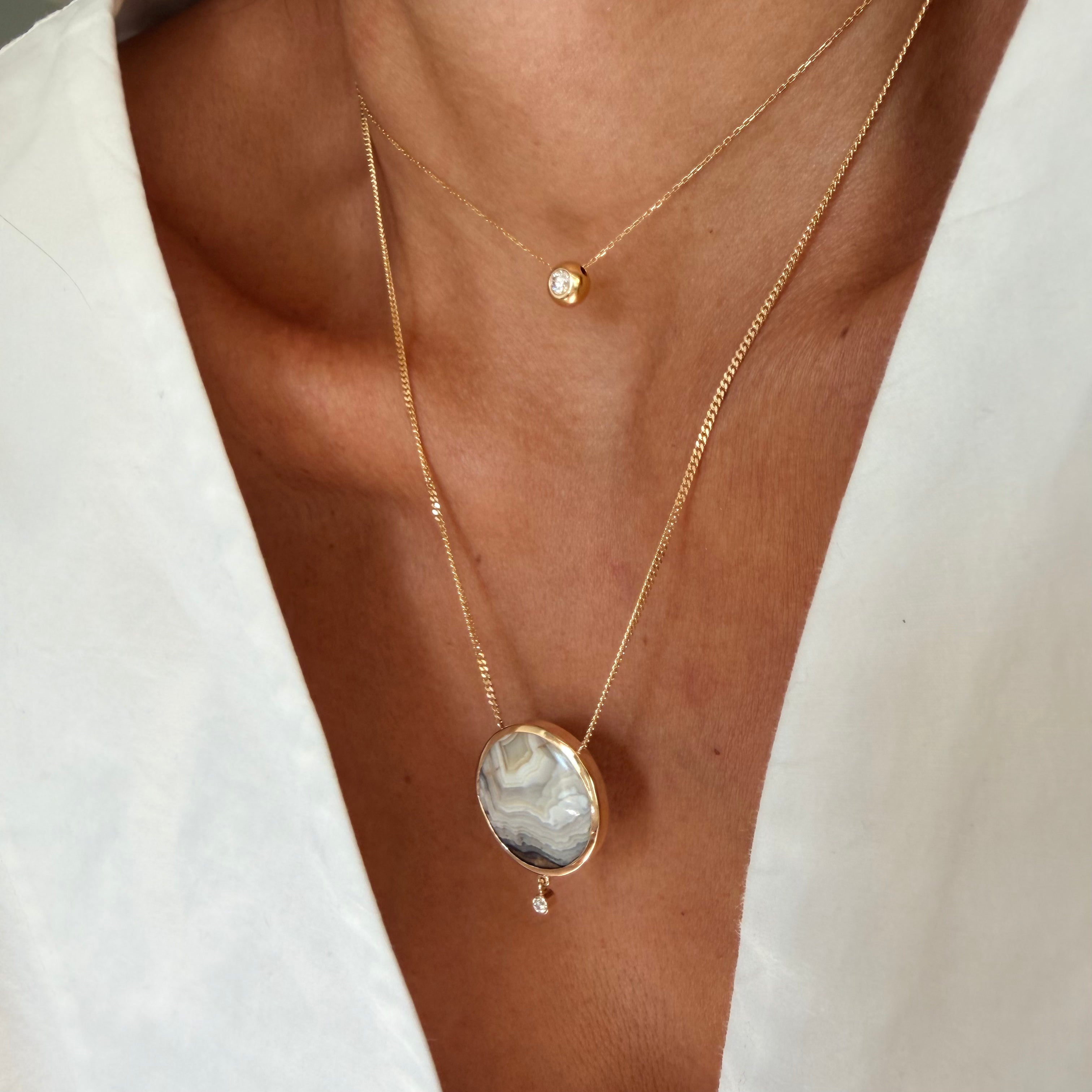 Gradient Light — Lace Agate & Diamond Necklace