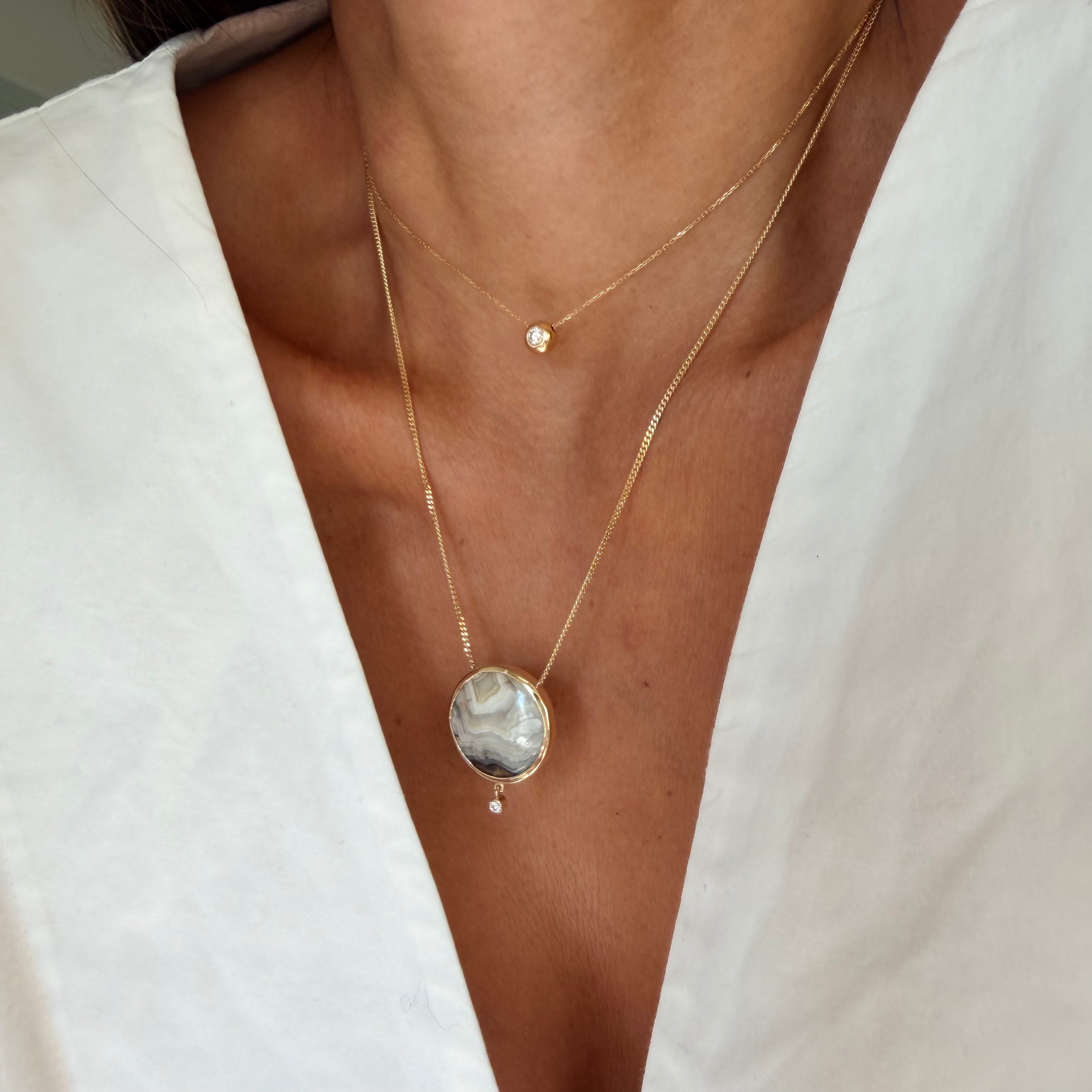 Gradient Light — Lace Agate & Diamond Necklace