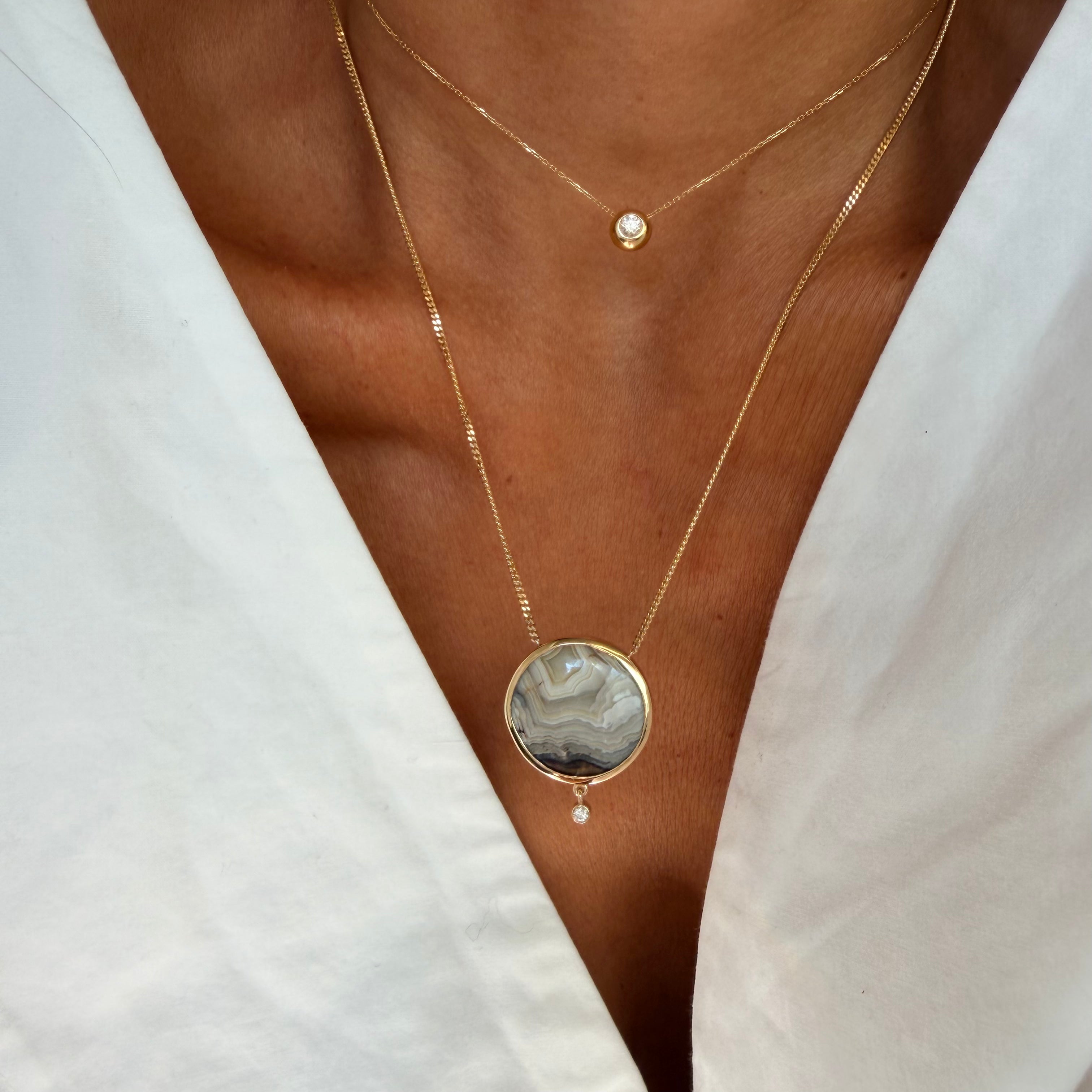 Gradient Light — Lace Agate & Diamond Necklace