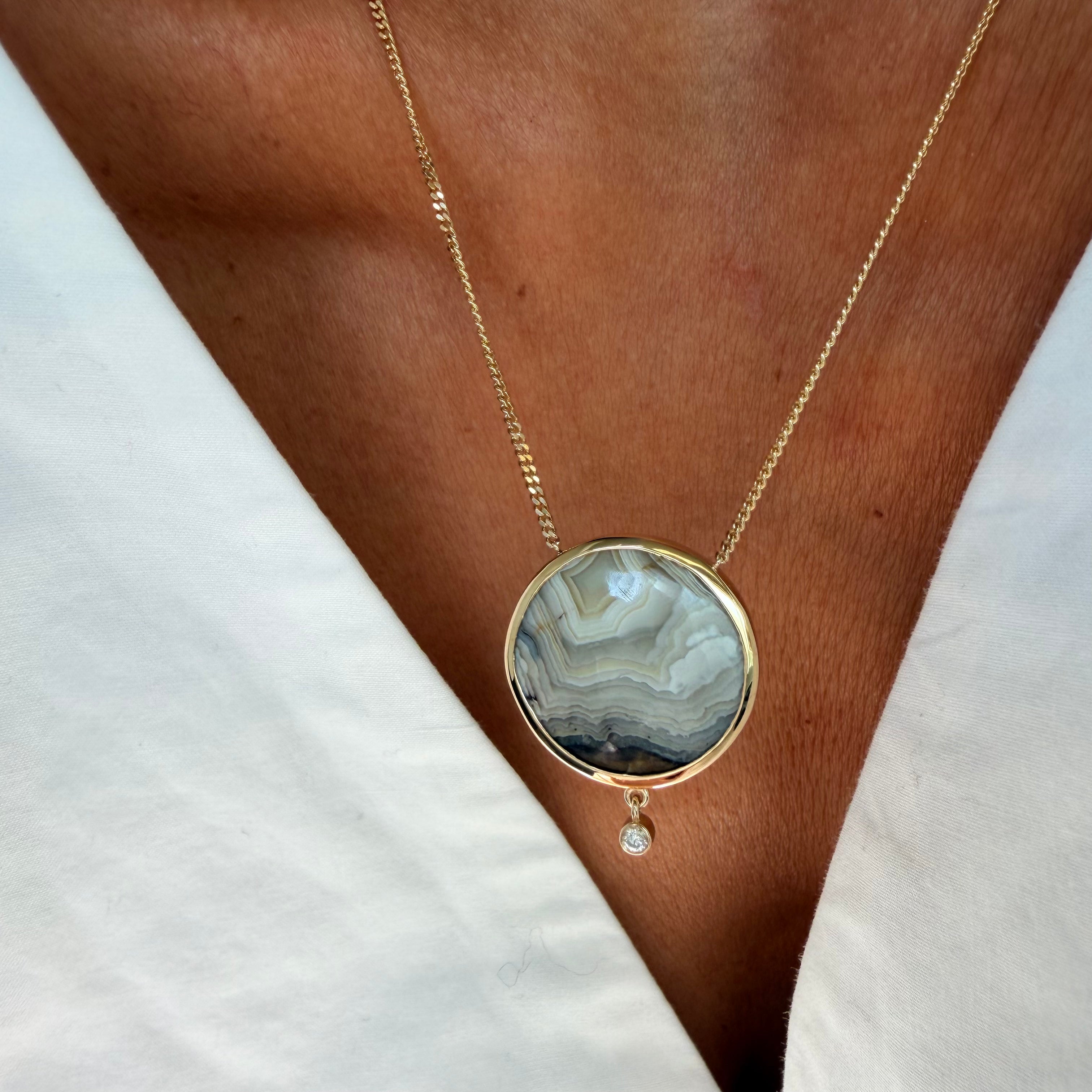 Gradient Light — Lace Agate & Diamond Necklace