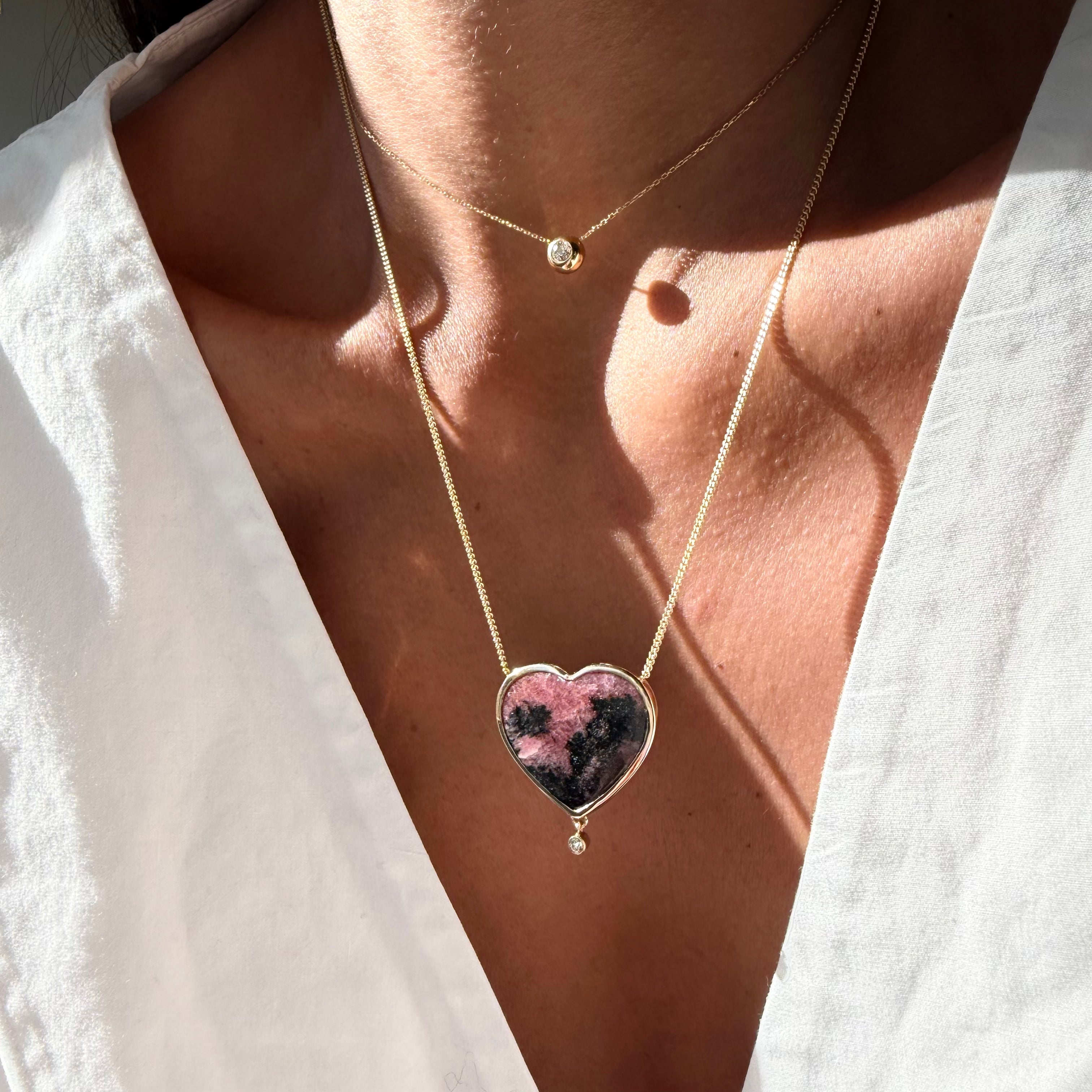 Blush Heart — Rubellite & Diamond Necklace