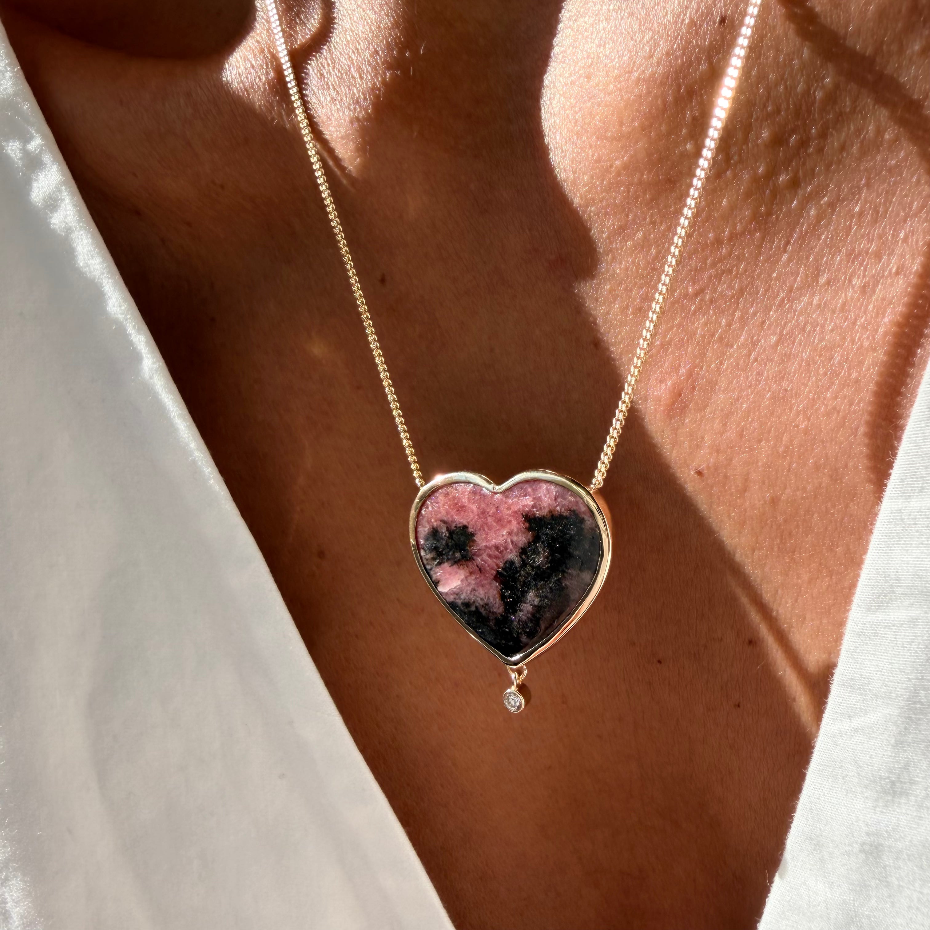Blush Heart — Rubellite & Diamond Necklace