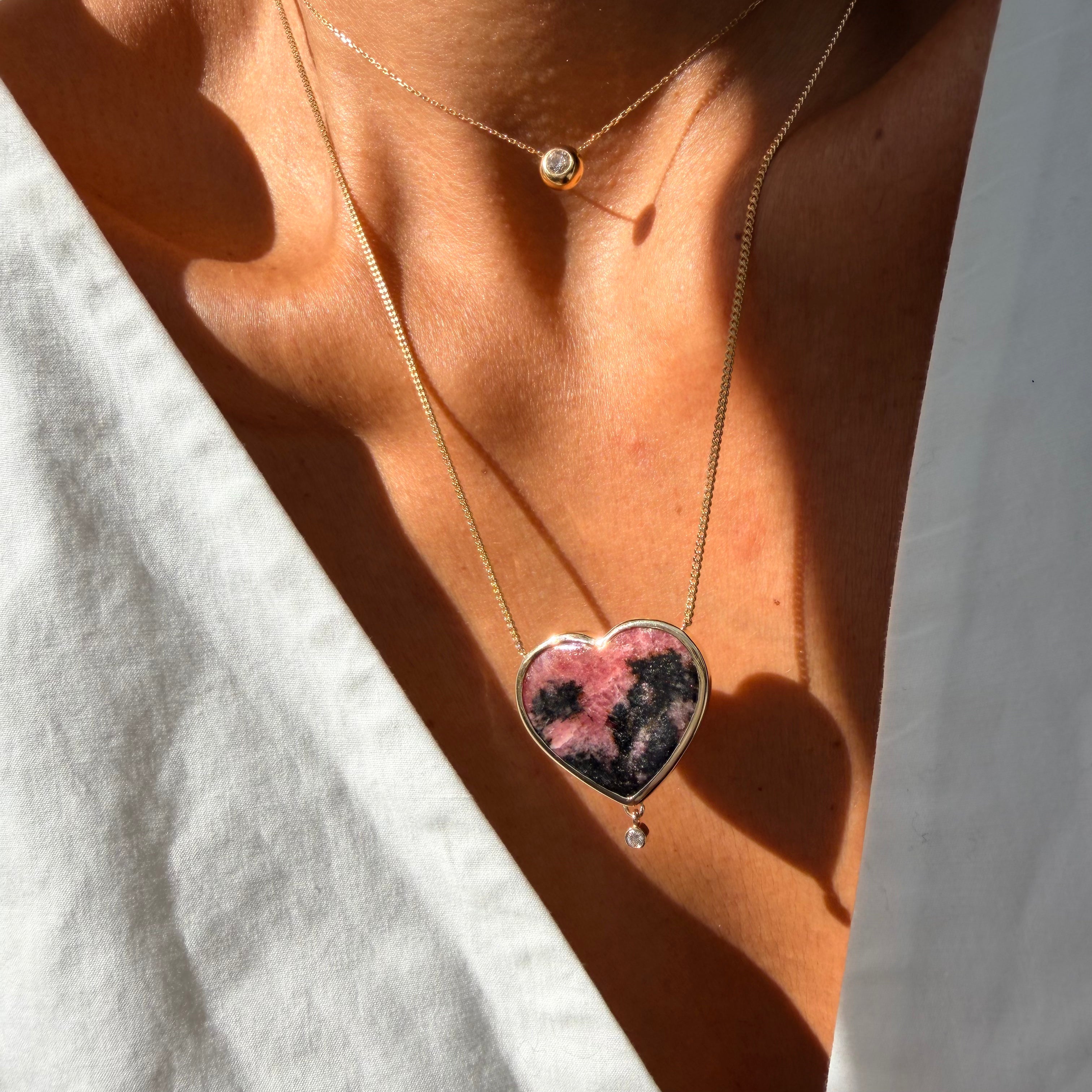 Blush Heart — Rubellite & Diamond Necklace