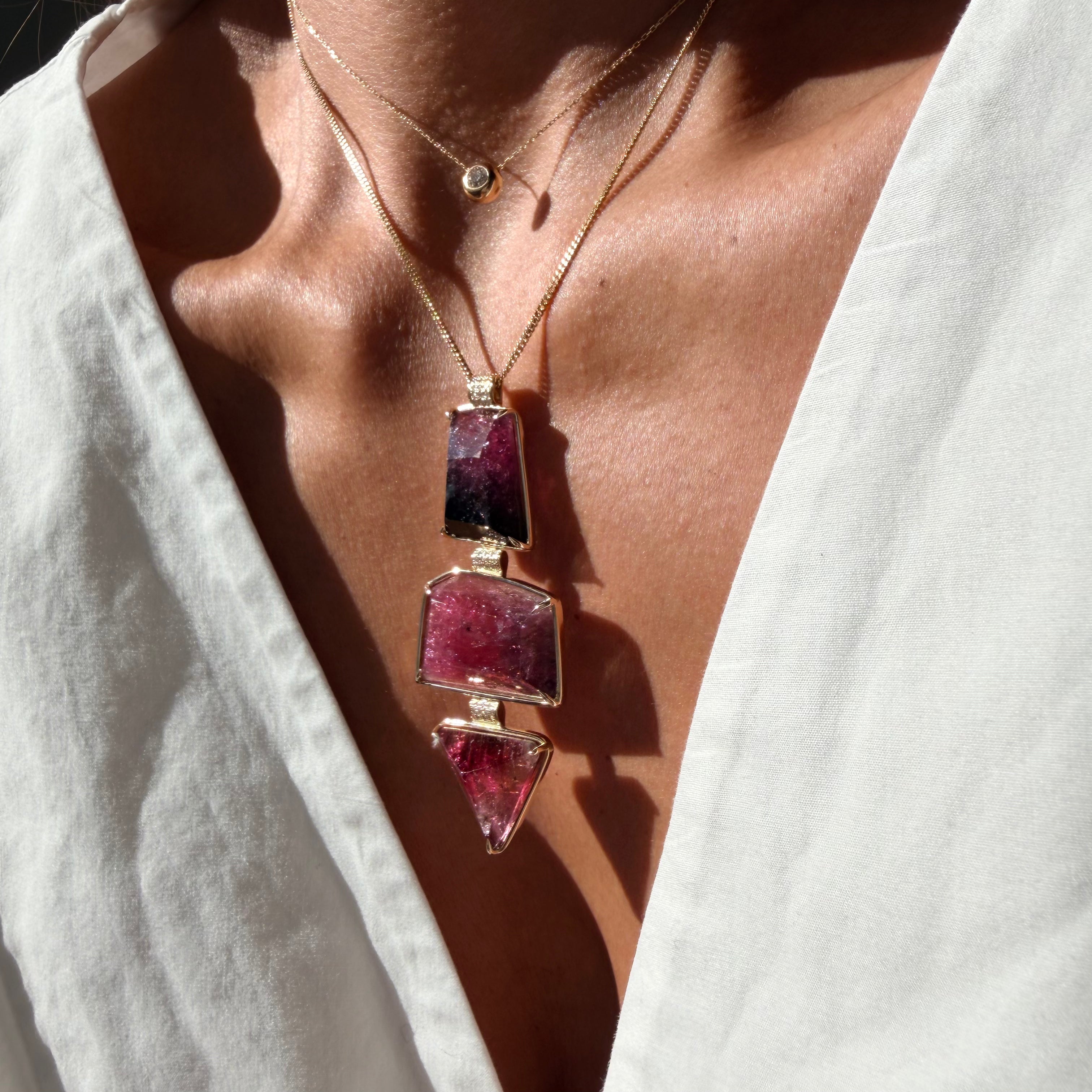 Trinity Tourmaline Pendant with Diamonds