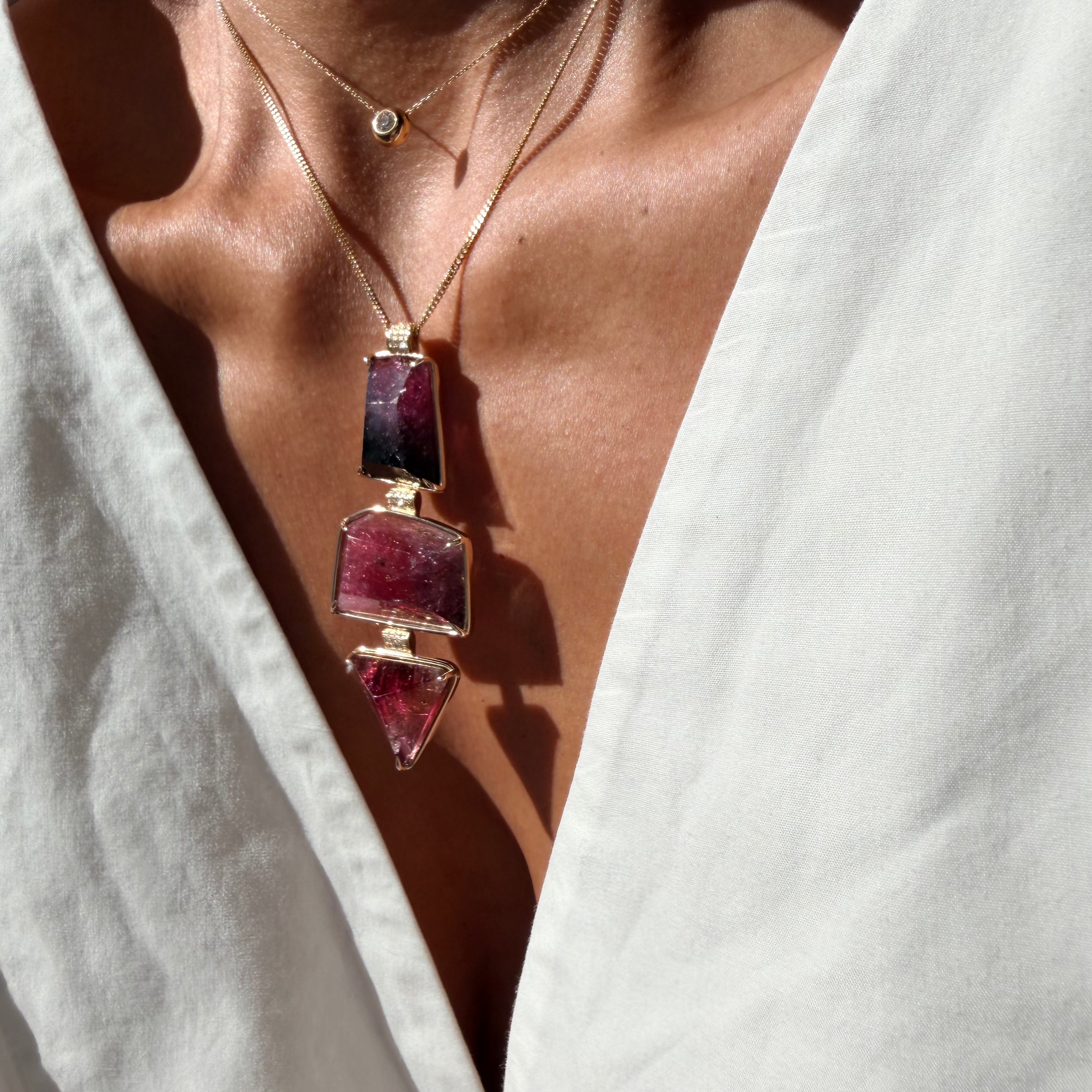 Trinity Tourmaline Pendant with Diamonds