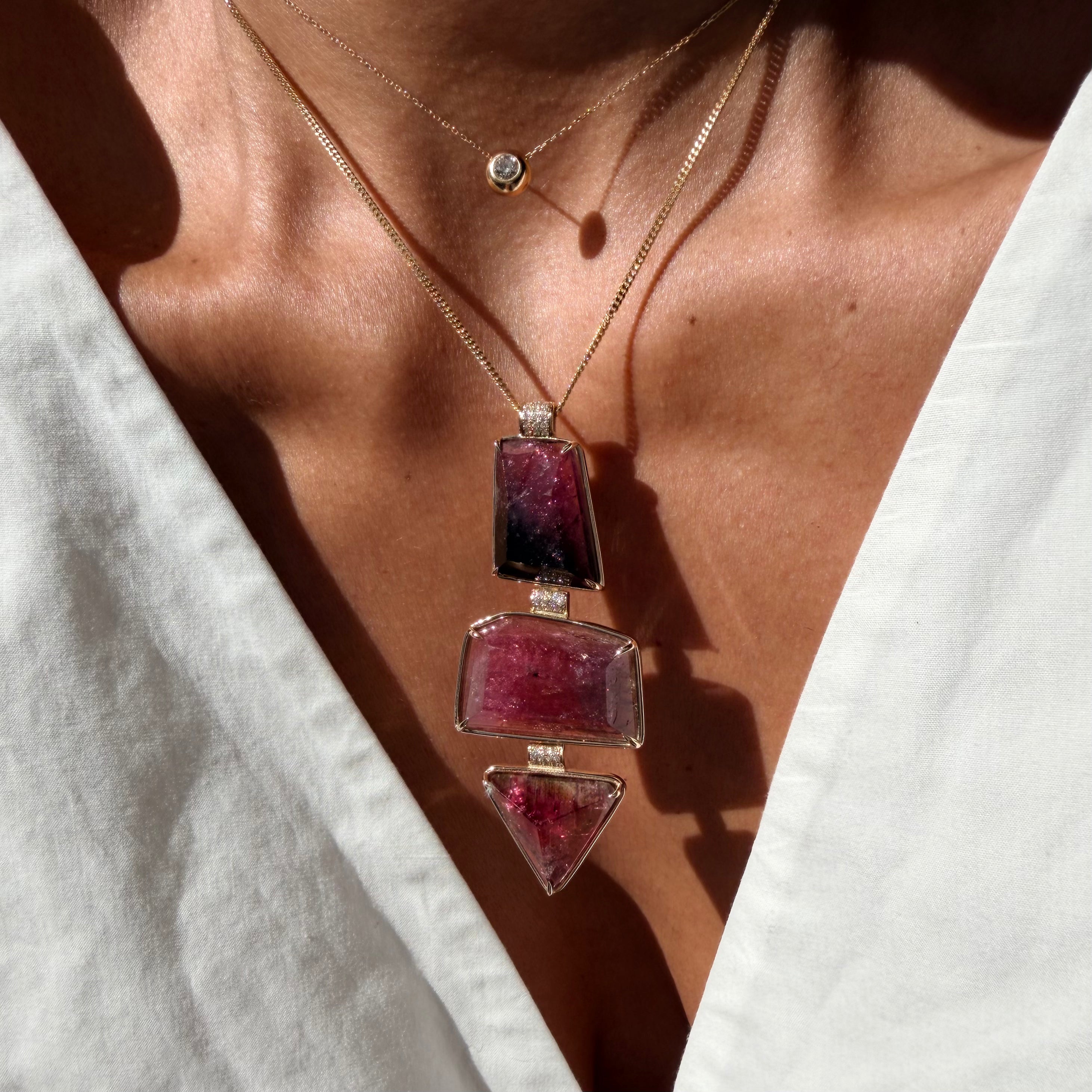 Trinity Tourmaline Pendant with Diamonds