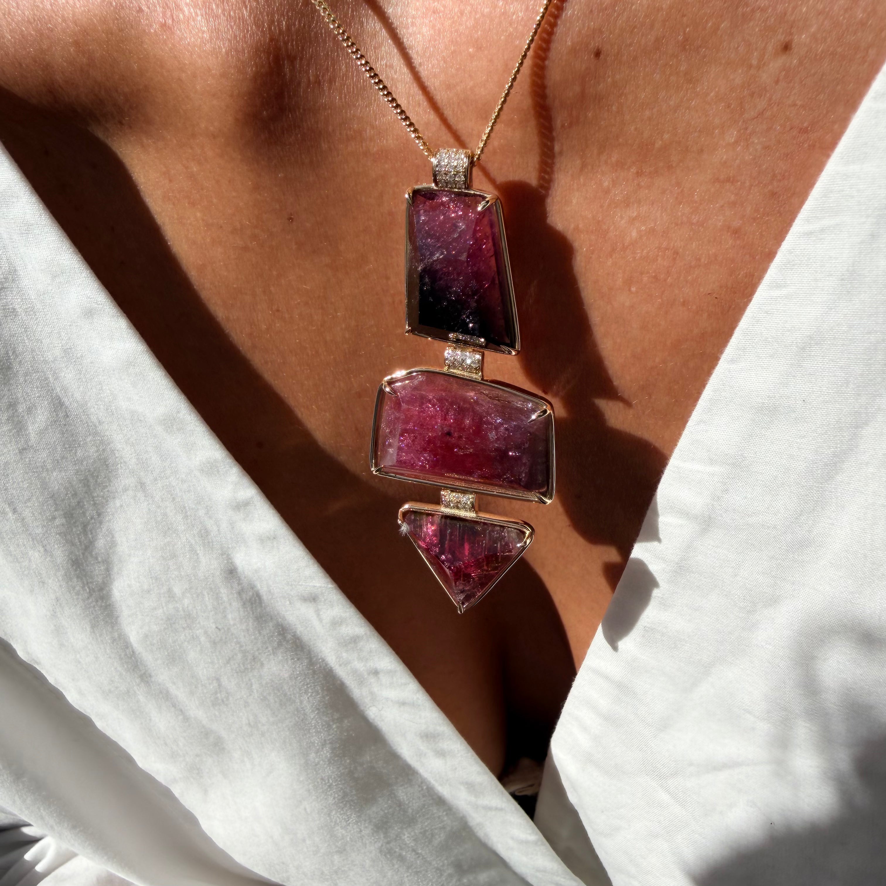 Trinity Tourmaline Pendant with Diamonds