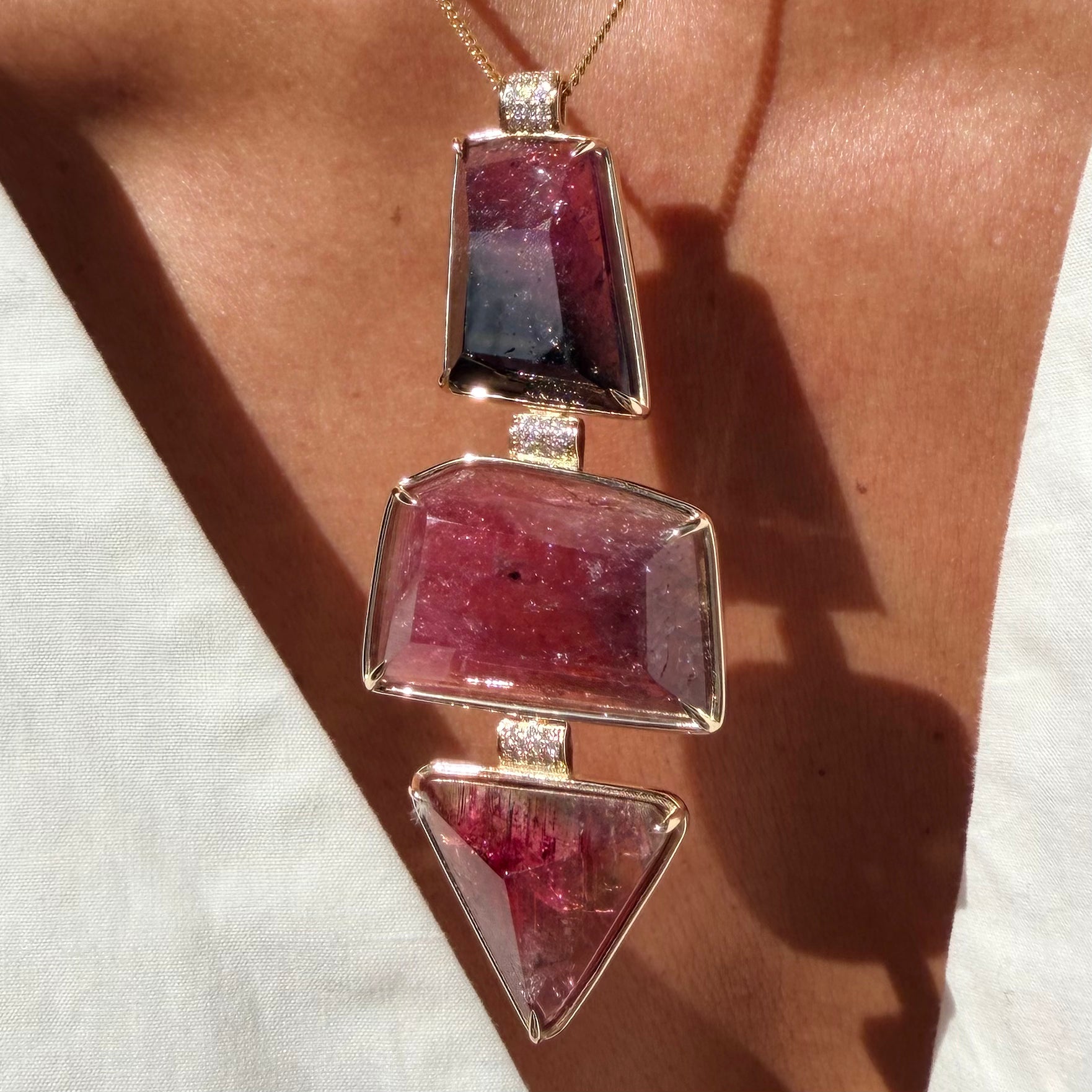 Trinity Tourmaline Pendant with Diamonds