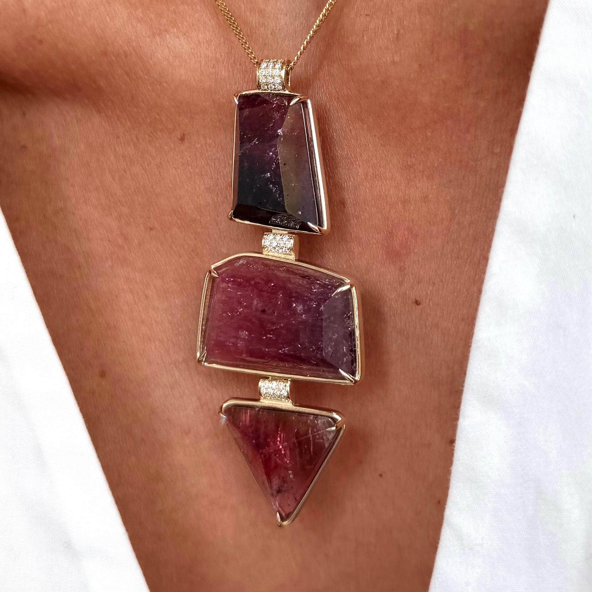 Trinity Tourmaline Pendant with Diamonds