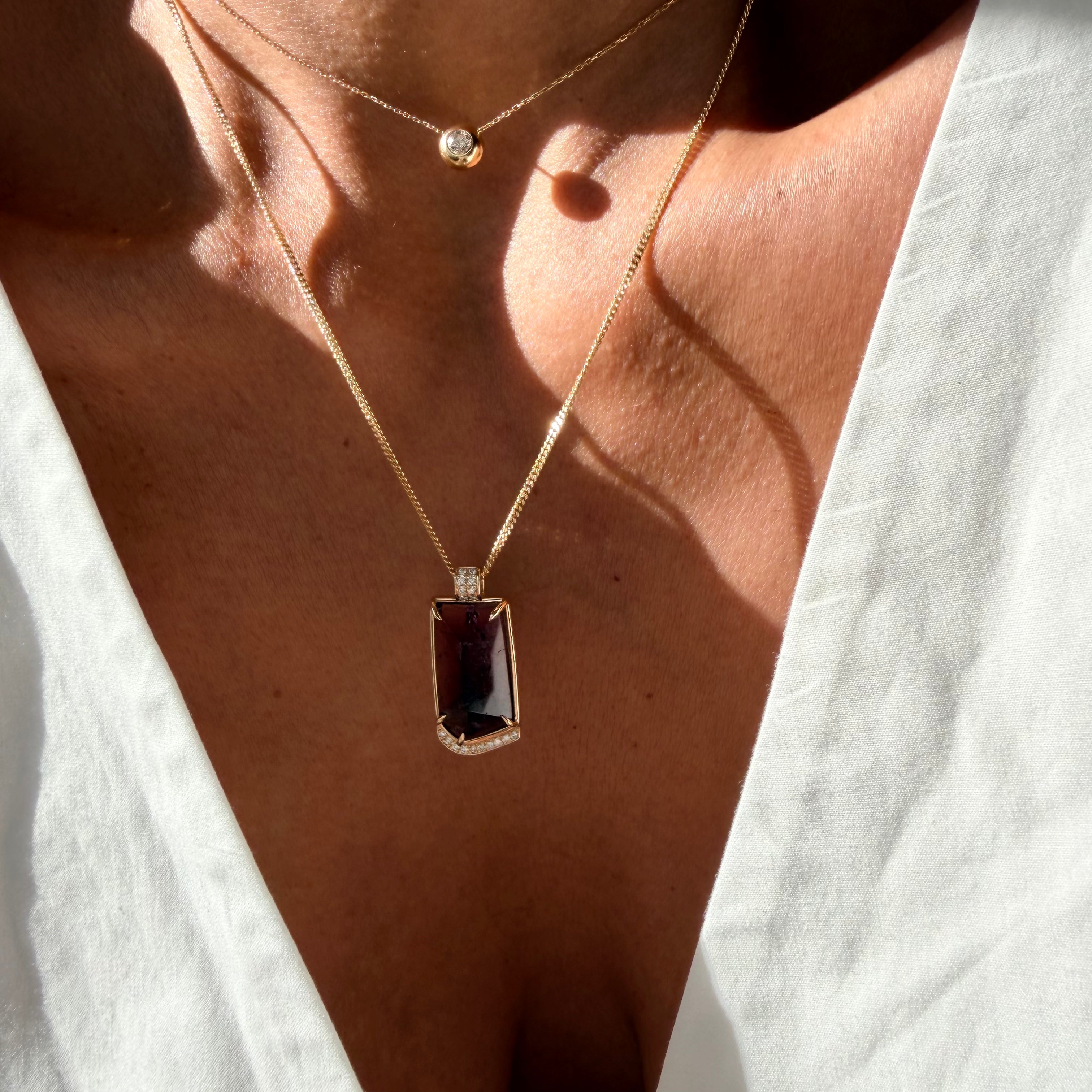 Elegant Tourmaline Bar Pendant with Diamonds