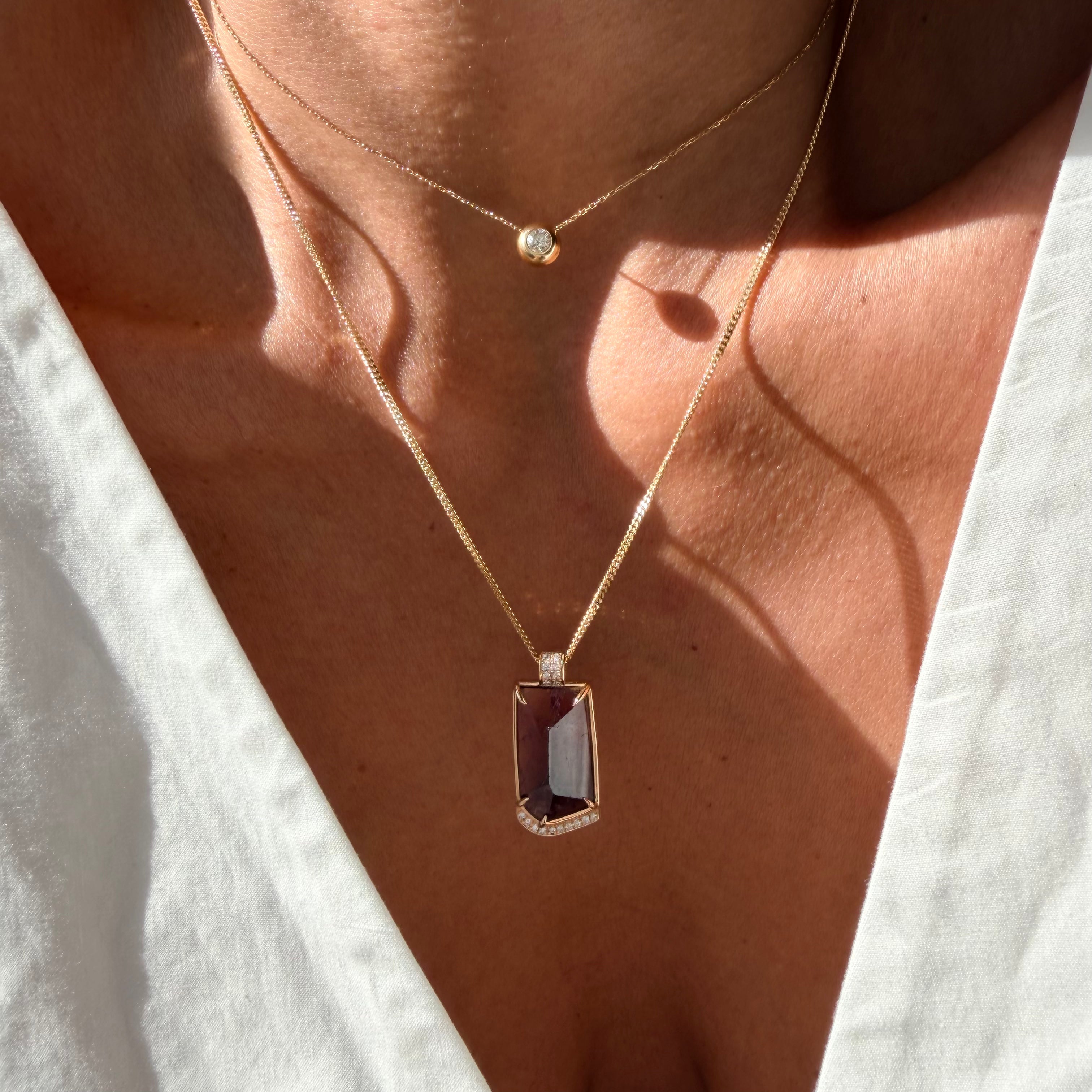 Elegant Tourmaline Bar Pendant with Diamonds