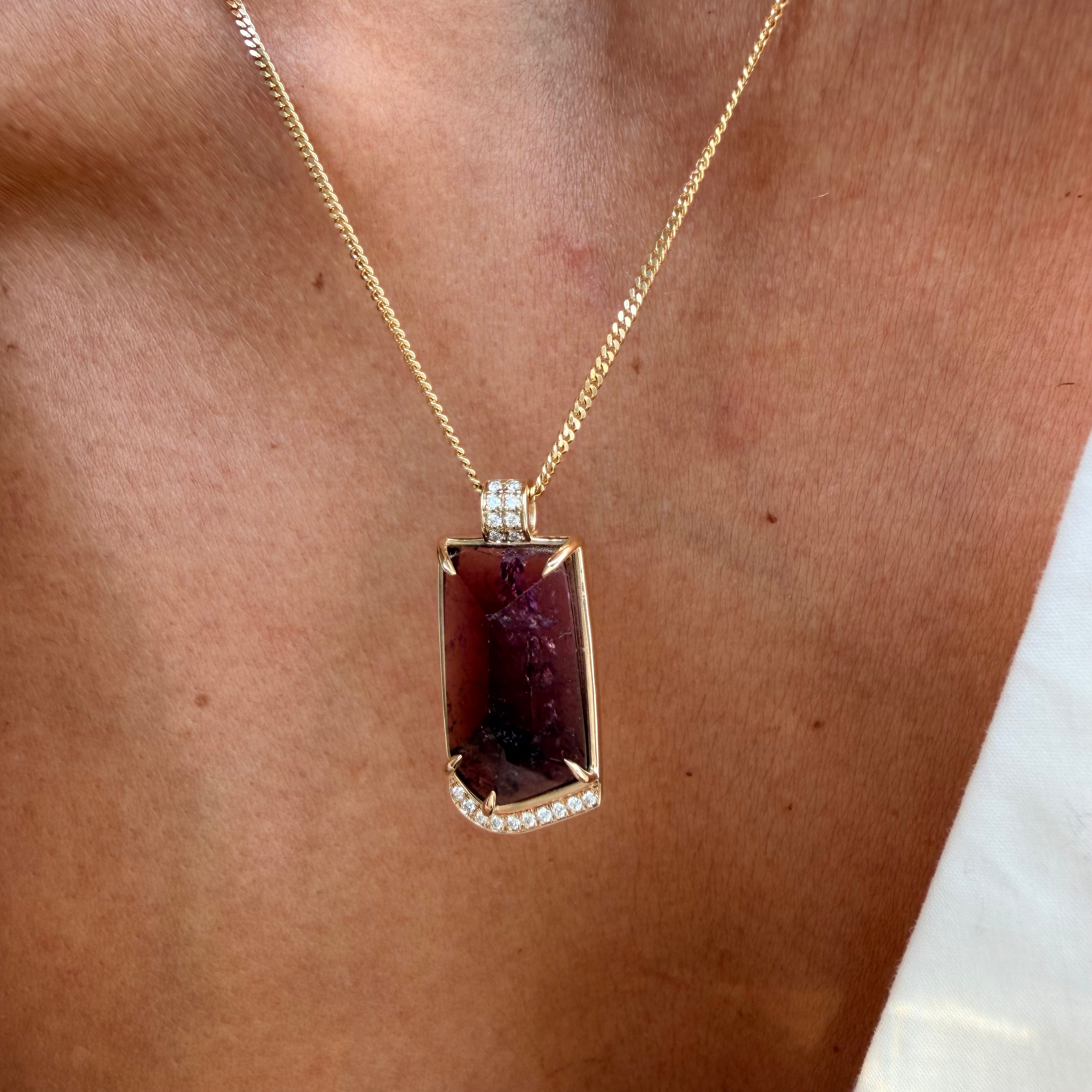 Elegant Tourmaline Bar Pendant with Diamonds
