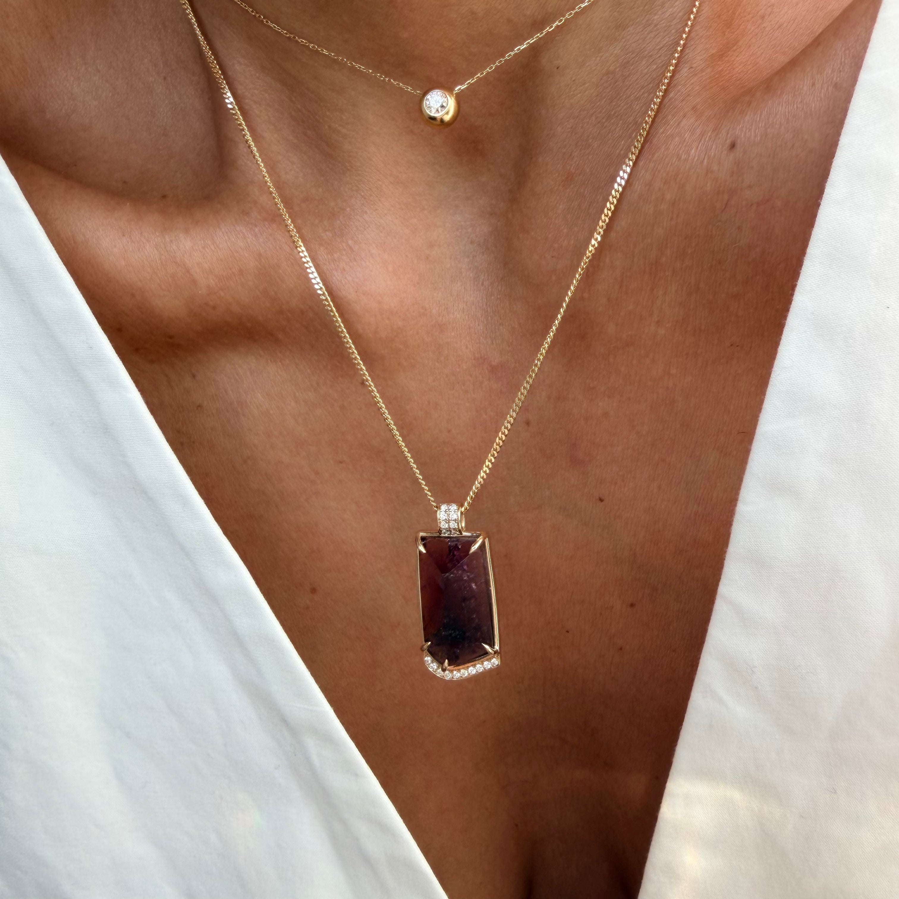 Elegant Tourmaline Bar Pendant with Diamonds
