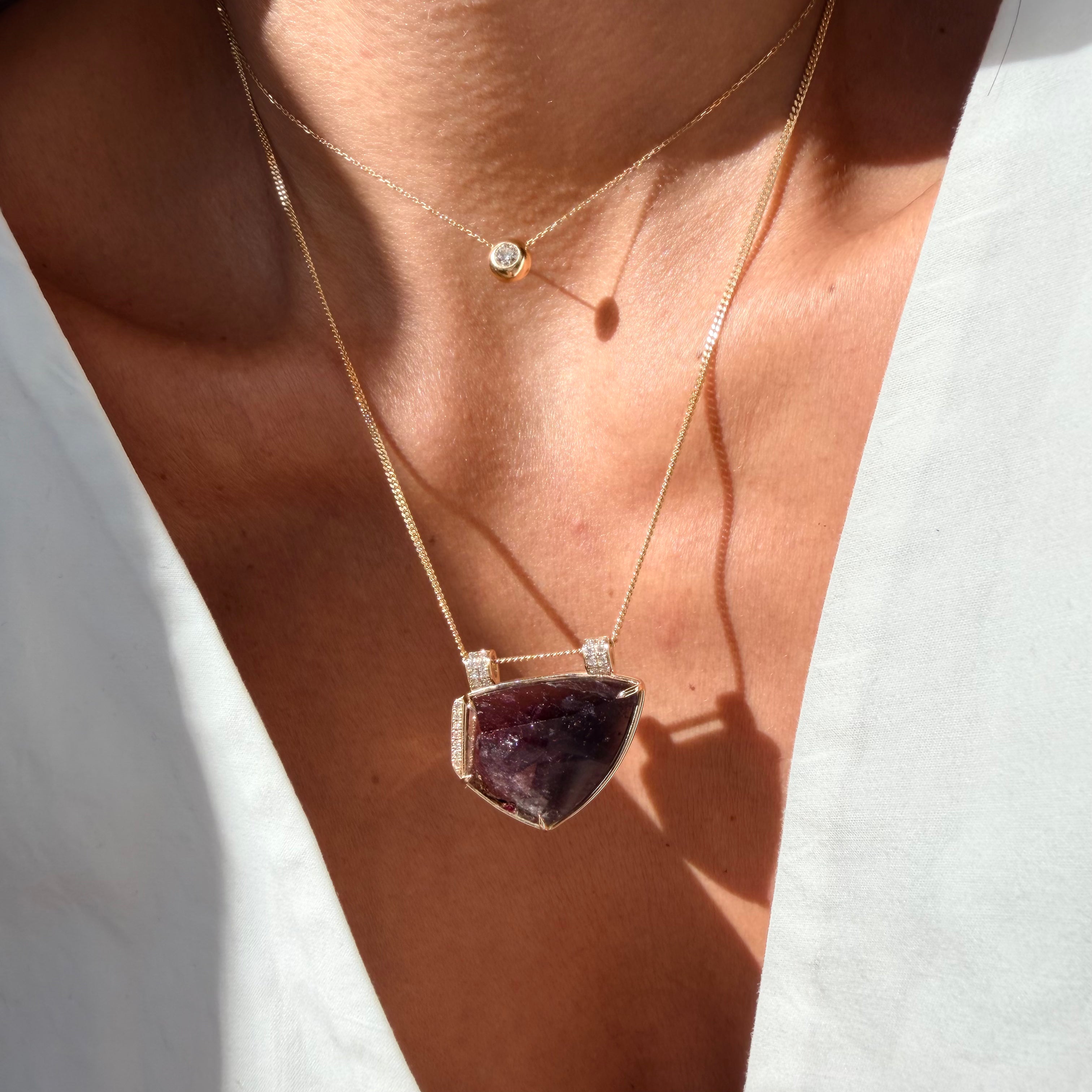 Soft Glow Tourmaline Necklace with Diamonds