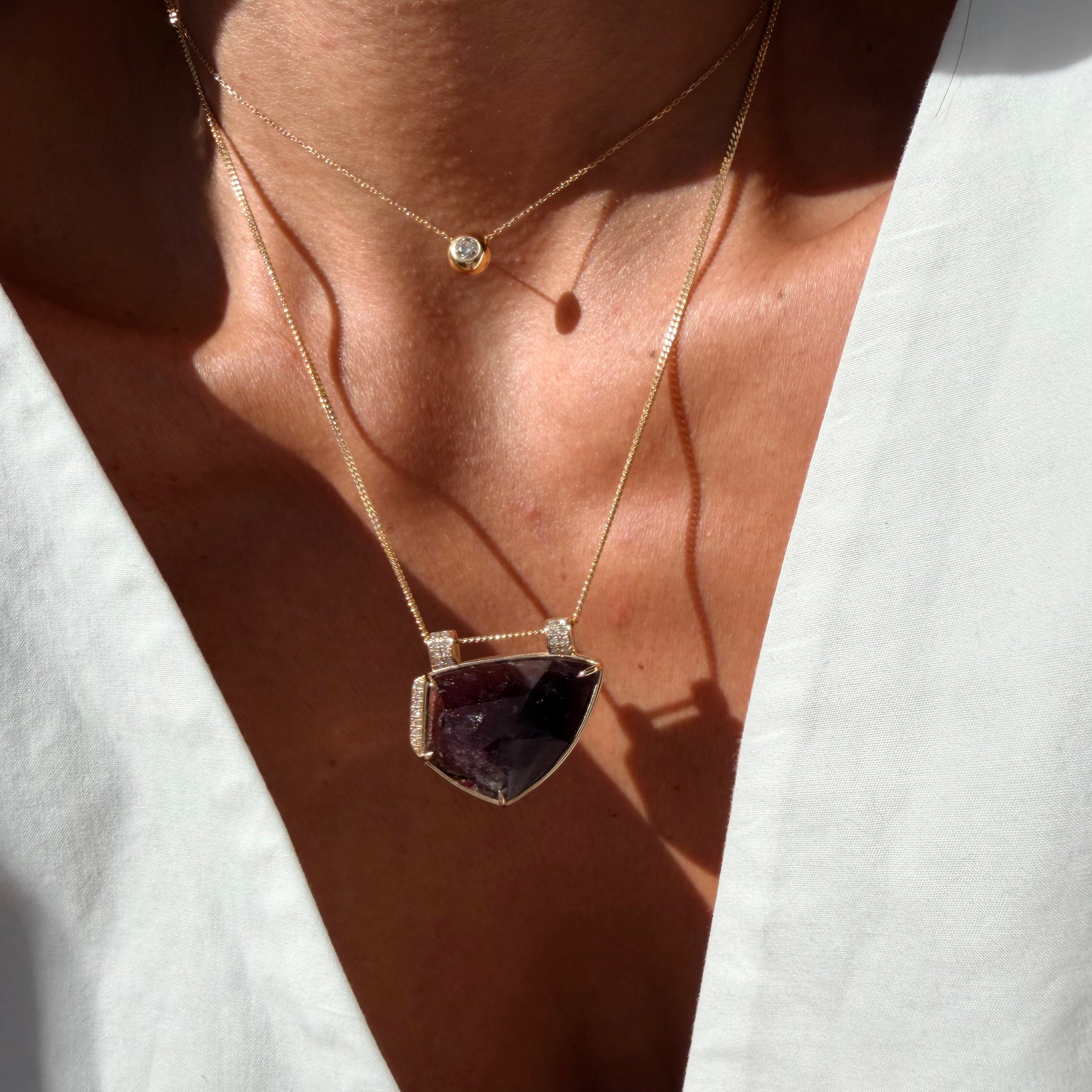 Soft Glow Tourmaline Necklace with Diamonds