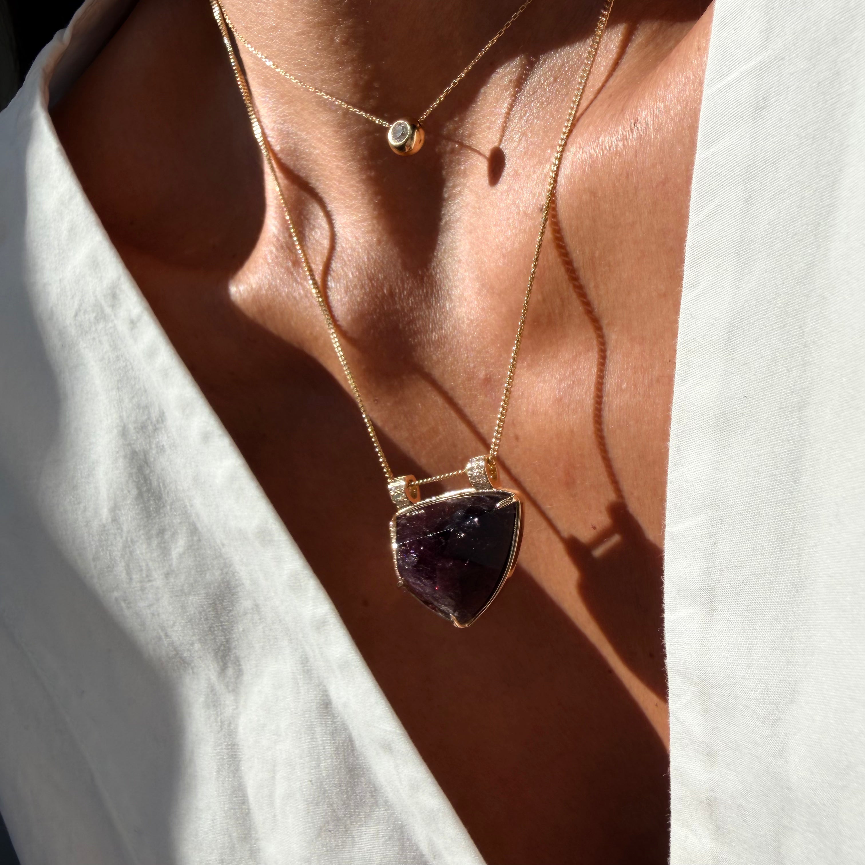 Soft Glow Tourmaline Necklace with Diamonds