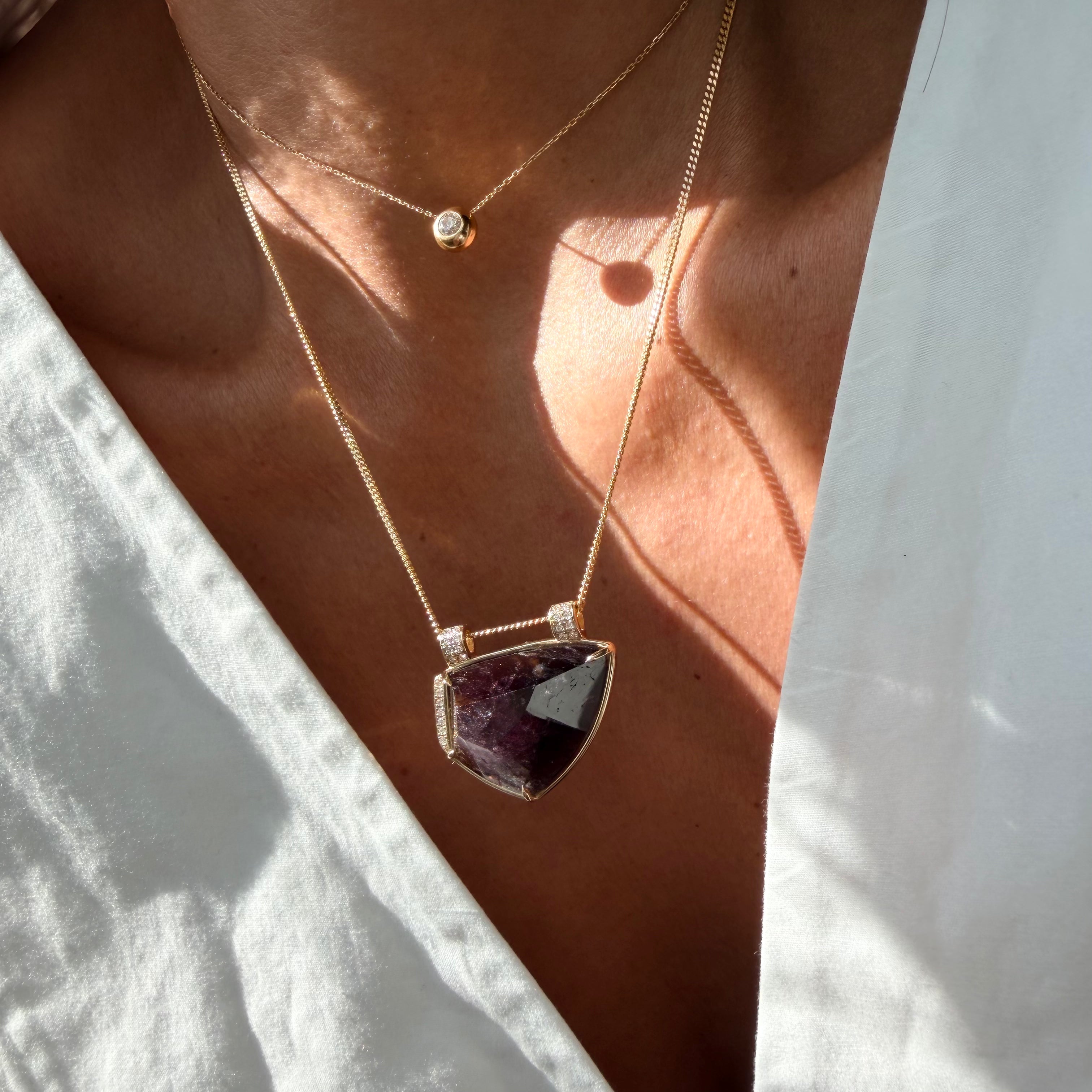 Soft Glow Tourmaline Necklace with Diamonds
